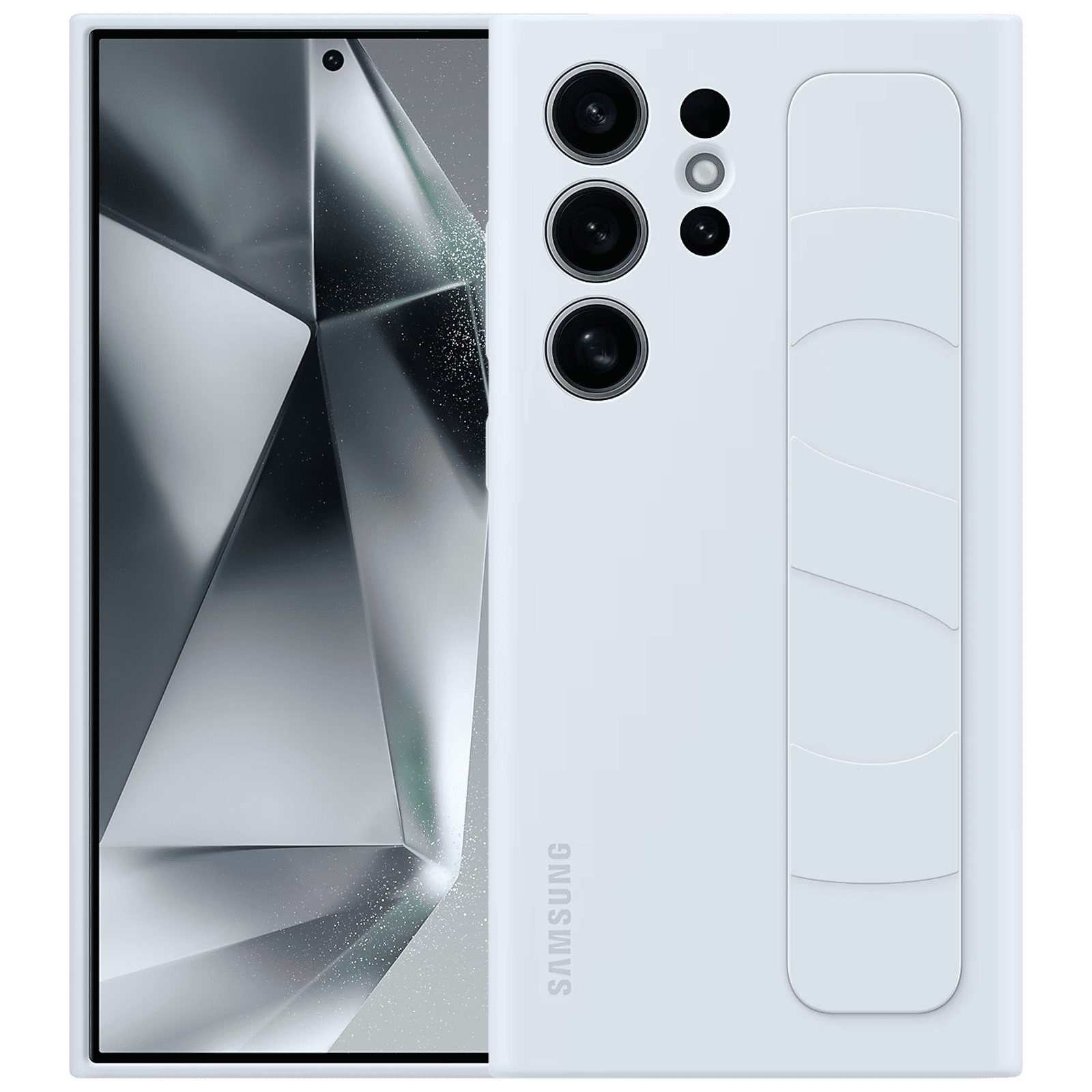 SAMSUNG Standing Grip Silicone Back Case for SAMSUNG Galaxy S24 Ultra (Smooth and Silky Texture, Light Blue) SAMSUNG Standing Grip Silicone Back Case for SAMSUNG Galaxy S24 Ultra (Smooth and Silky Texture, Light Blue)_1