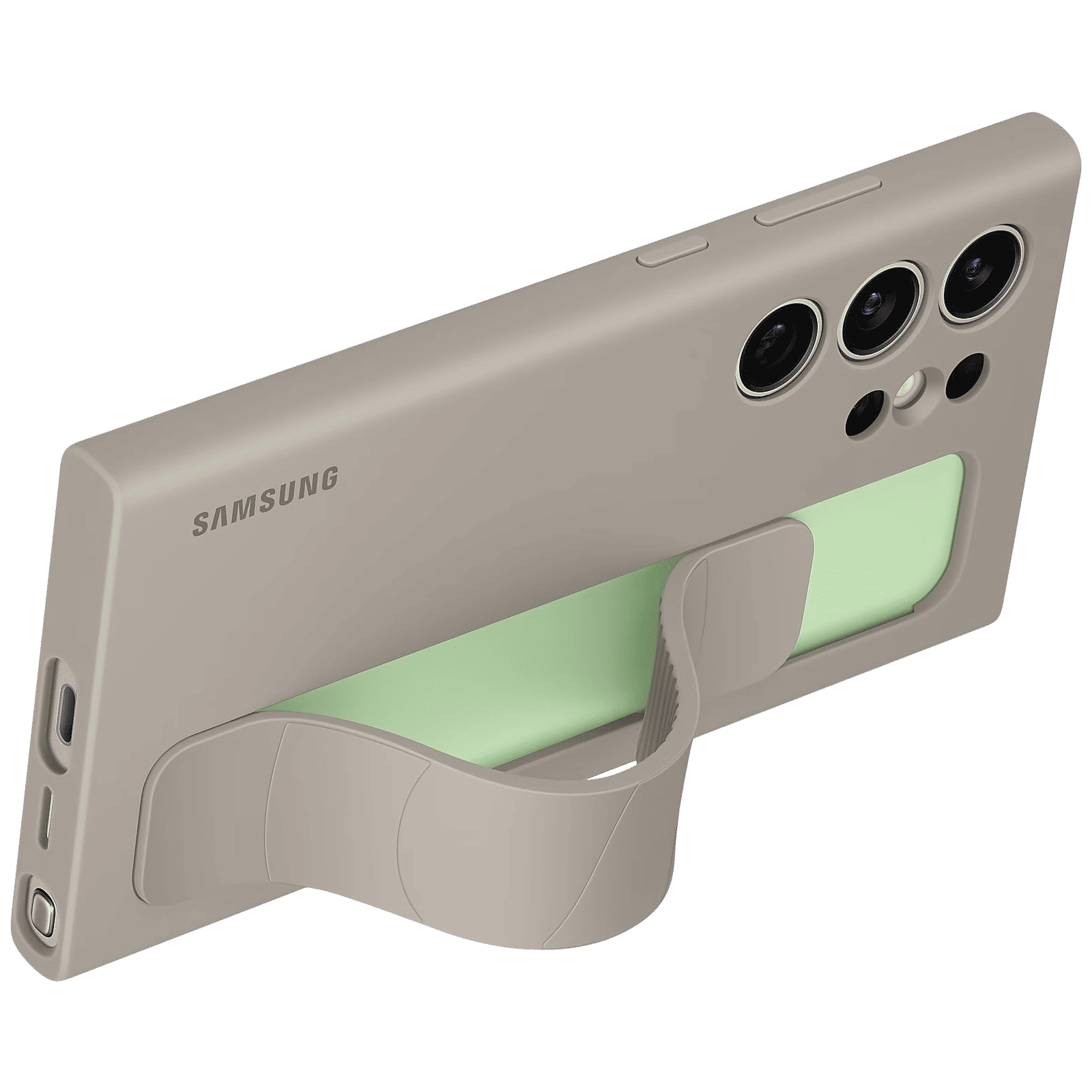 SAMSUNG Standing Grip Silicone Back Case for SAMSUNG Galaxy S24 Ultra (Smooth and Silky Texture, Taupe)_3