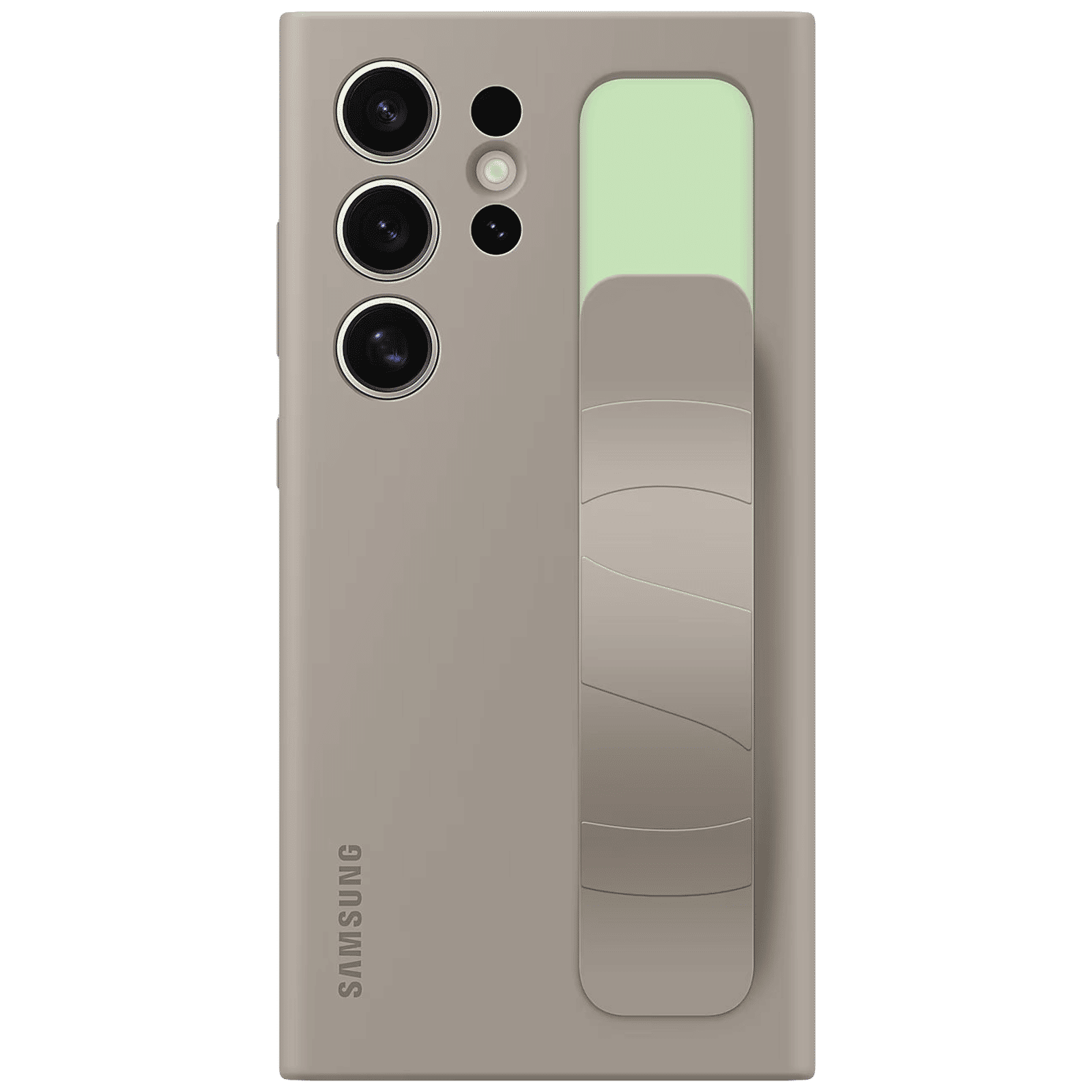 SAMSUNG Standing Grip Silicone Back Case for SAMSUNG Galaxy S24 Ultra (Smooth and Silky Texture, Taupe)_4
