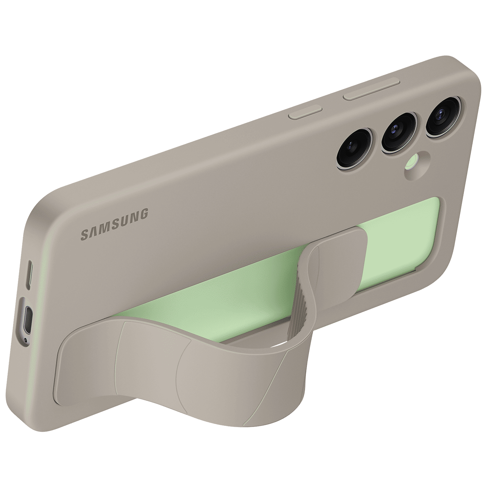 SAMSUNG Standing Grip Silicone Back Case for SAMSUNG Galaxy S24+ (Smooth and Silky Texture, Taupe)_3