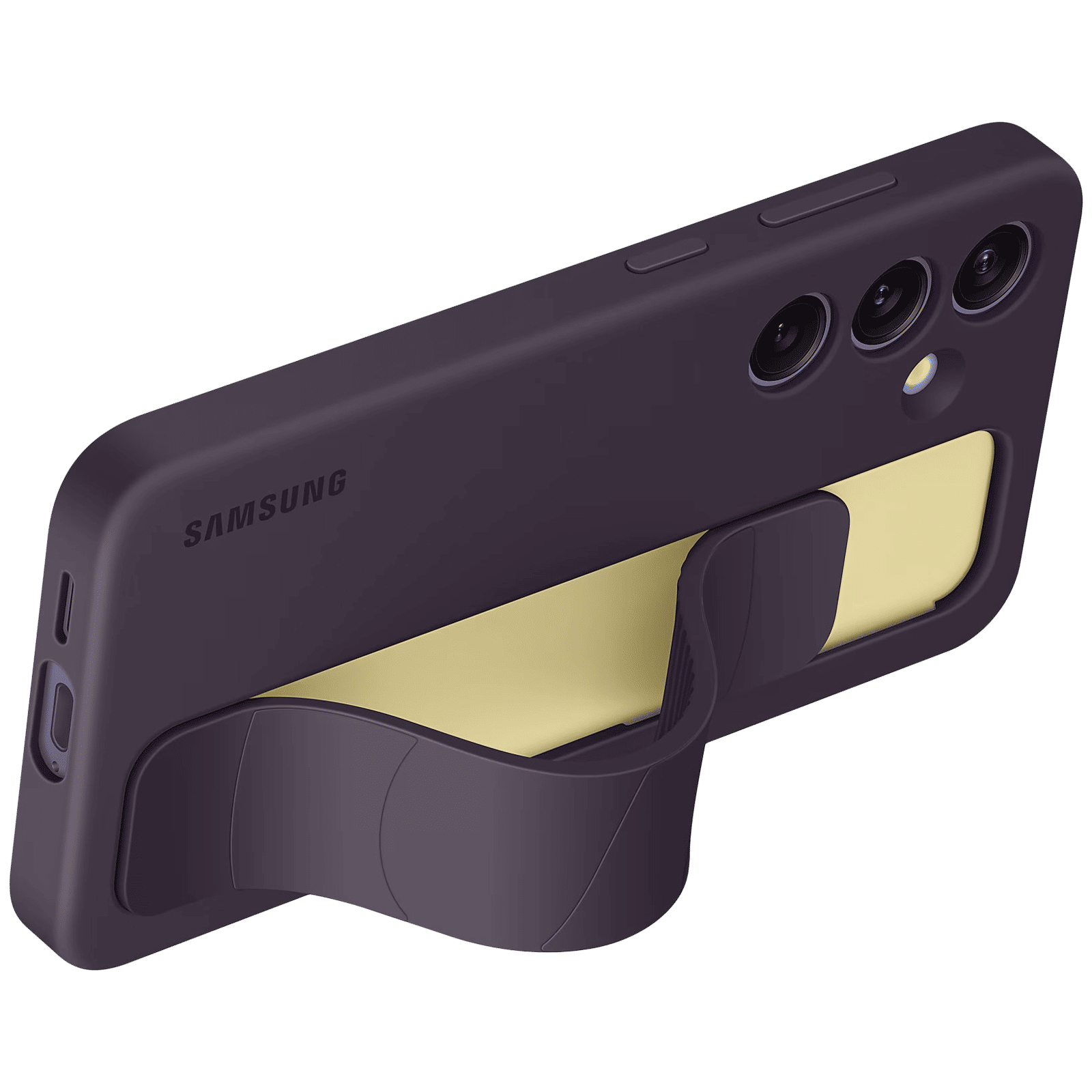 SAMSUNG Standing Grip Silicone Back Case for SAMSUNG Galaxy S24 (Smooth and Silky Texture, Taupe)_3