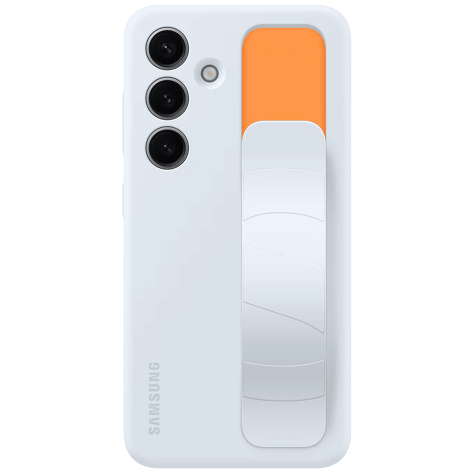 SAMSUNG Standing Grip Silicone Back Cover for SAMSUNG Galaxy S24 (Smooth and Silky Texture, Light Blue)_5