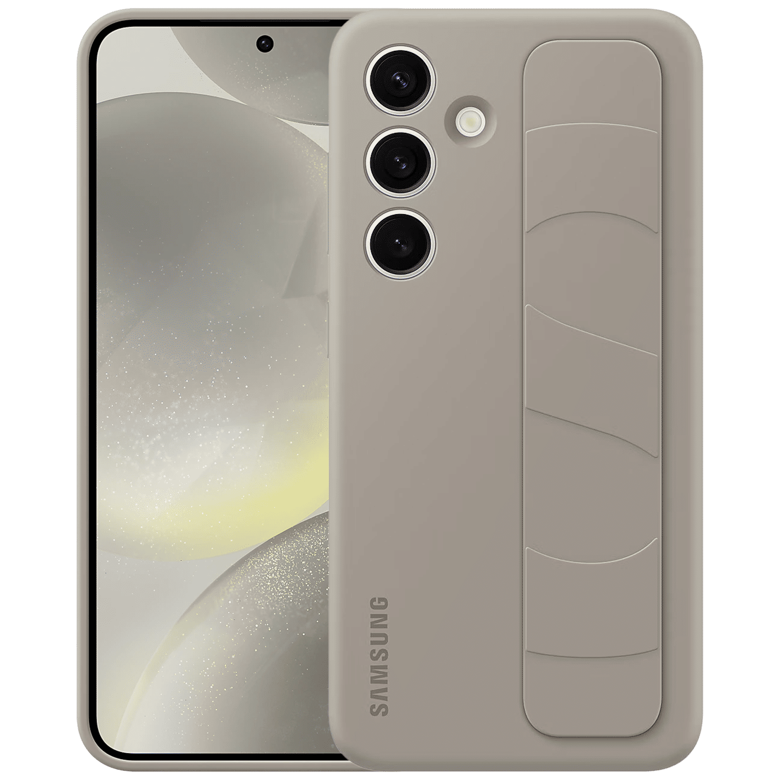 SAMSUNG Standing Grip Silicone Back Cover for SAMSUNG Galaxy S24 (Smooth and Silky Texture, Taupe) SAMSUNG Standing Grip Silicone Back Cover for SAMSUNG Galaxy S24 (Smooth and Silky Texture, Taupe)_1