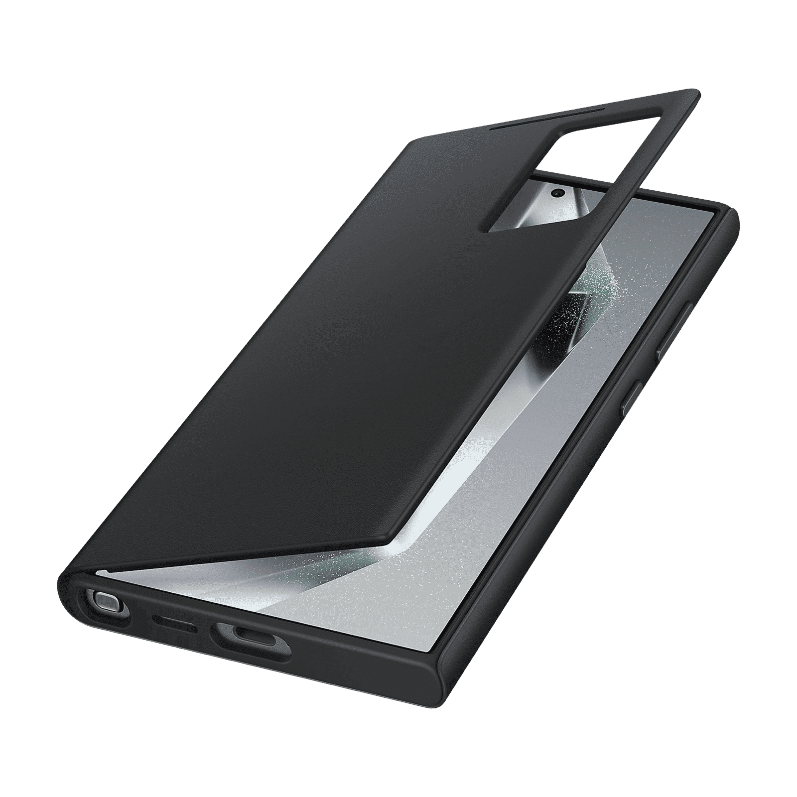 SAMSUNG Polyurethane Flip Cover for SAMSUNG Galaxy S24 Ultra (Handy Hidden Pocket, Black)_5