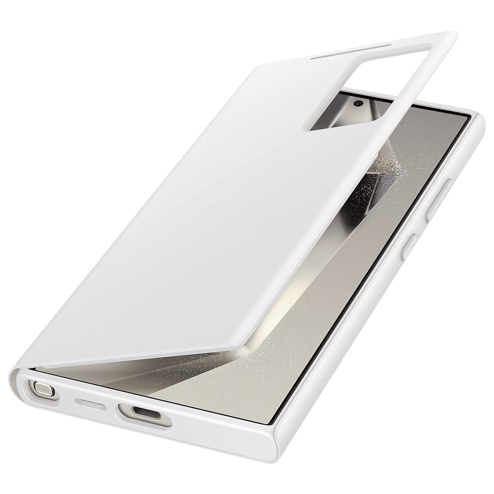 SAMSUNG Polyurethane Flip Cover for SAMSUNG Galaxy S24 Ultra (Handy Hidden Pocket, White)_6