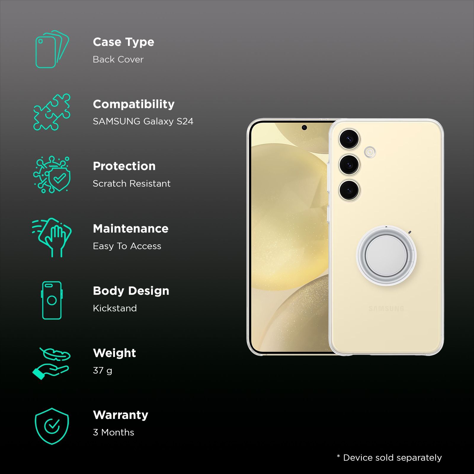 SAMSUNG Back Cover for SAMSUNG Galaxy S24 (Versatile Grip, Transparent)_2