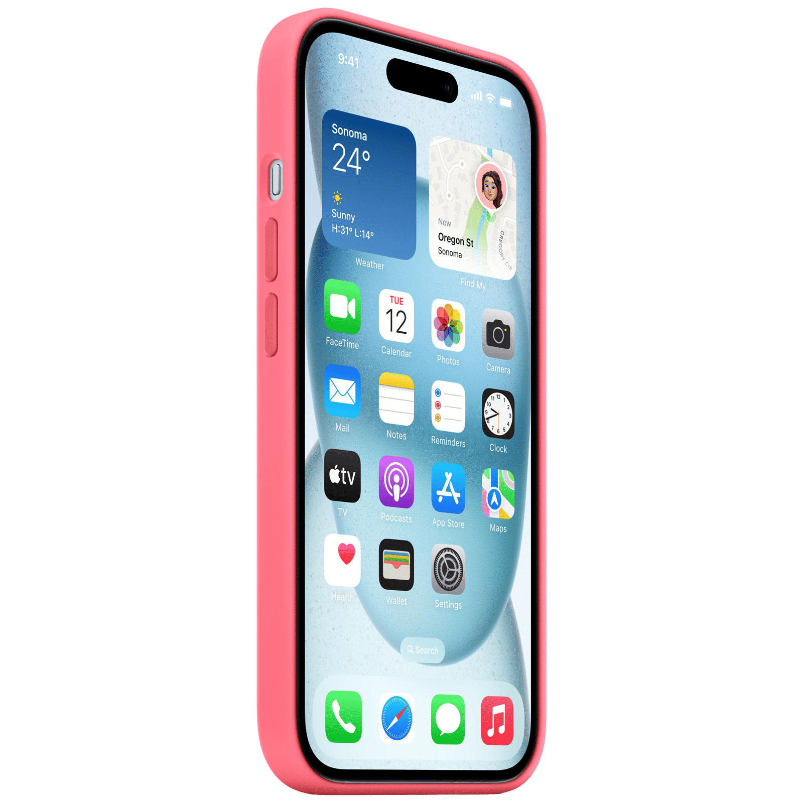 Apple Soft Silicone Back Cover for Apple iPhone 15 (Supports Wireless Charging, Pink)_3