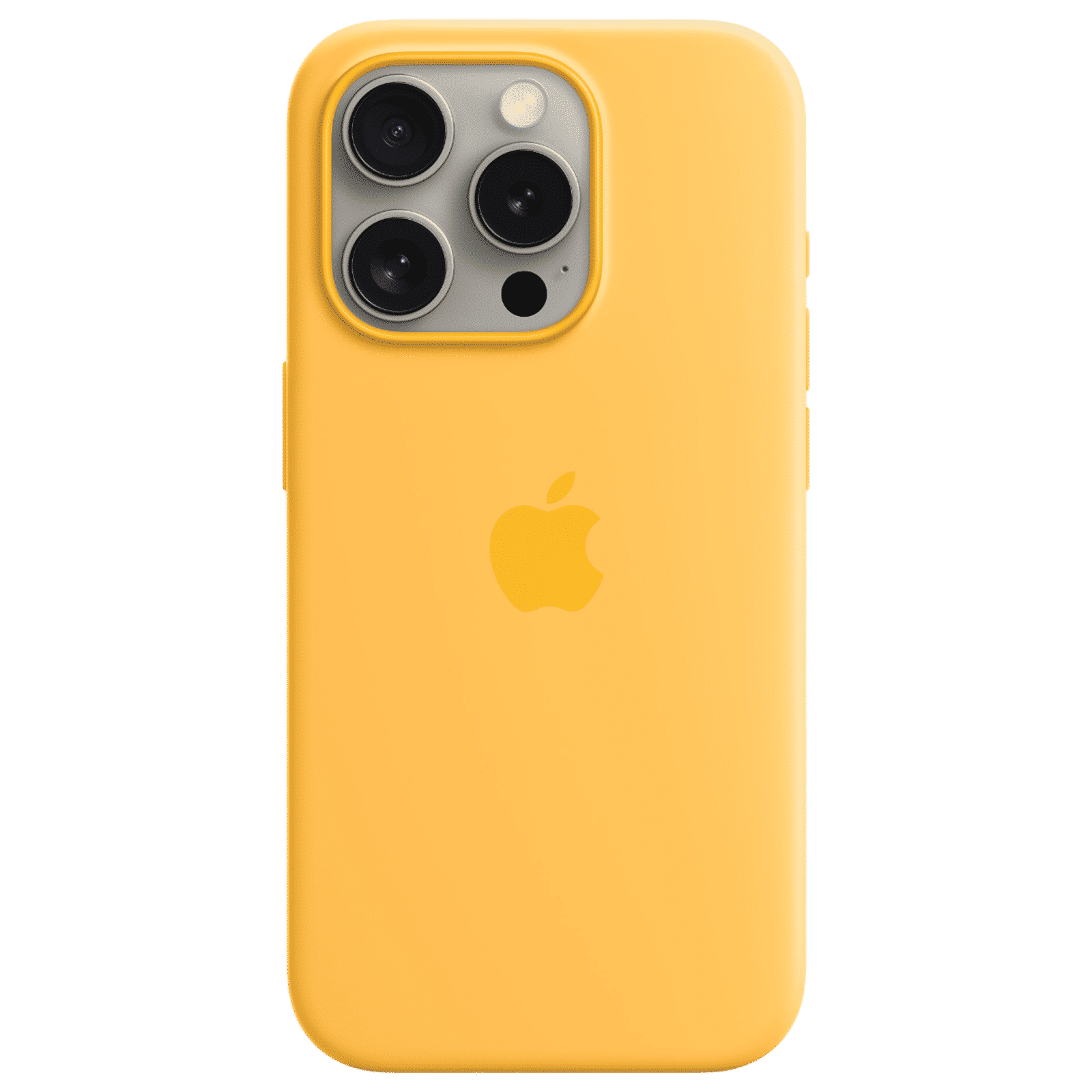 Apple Soft Silicone Back Cover for Apple iPhone 15 Pro Max (Supports Wireless Charging, Sunshine)_2