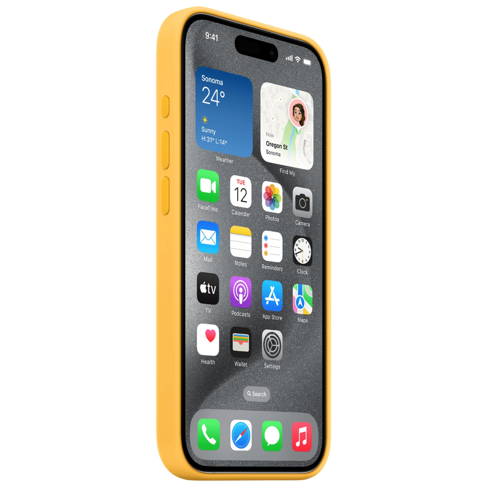 Apple Soft Silicone Back Cover for Apple iPhone 15 Pro Max (Supports Wireless Charging, Sunshine)_3