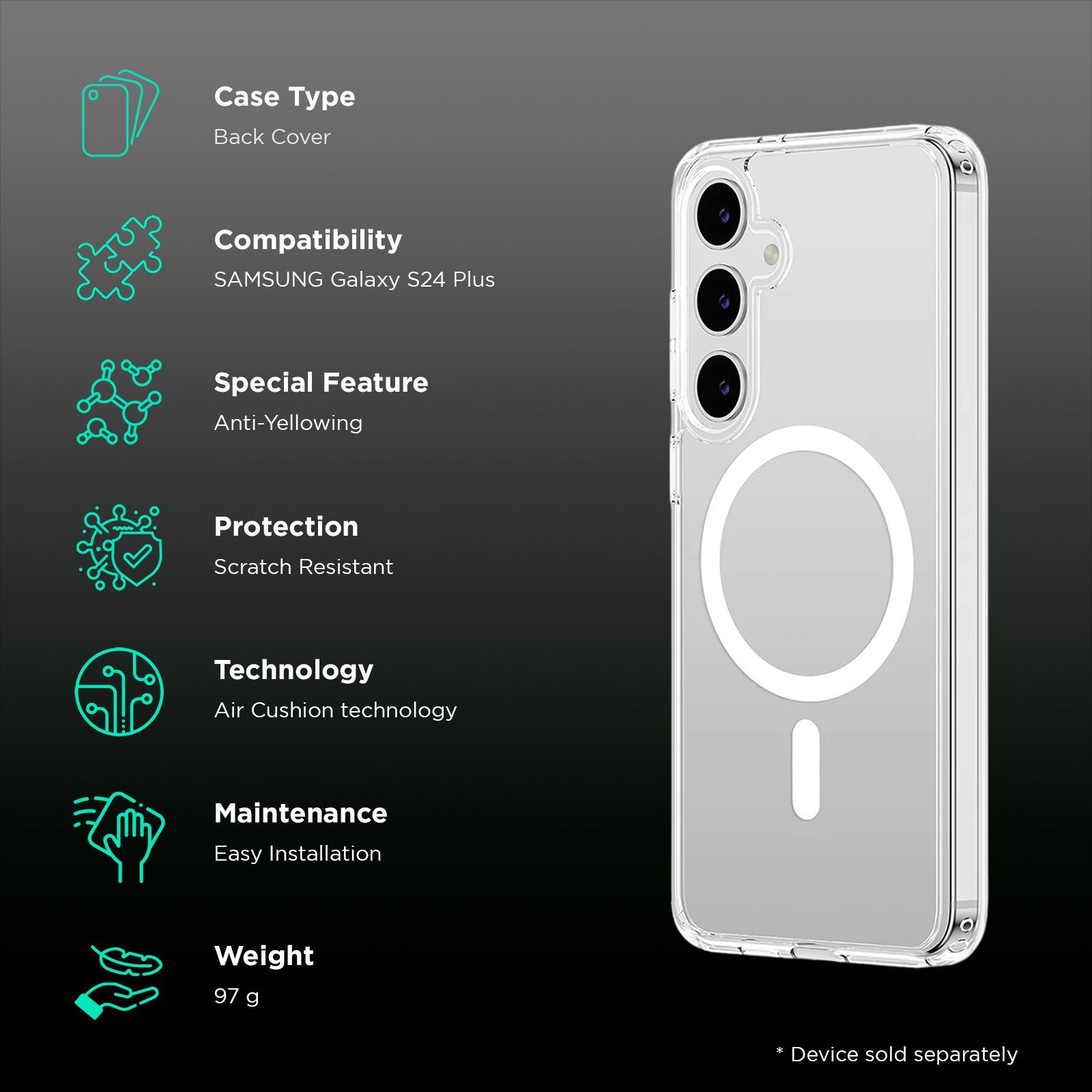 AMAZINGTHING Minimal Mag Polycarbonate Back Cover for SAMSUNG Galaxy S24 Plus (DefendEdge Camera Protection, Clear) AMAZINGTHING Minimal Mag Polycarbonate Back Cover for SAMSUNG Galaxy S24 Plus (DefendEdge Camera Protection, Clear)_2