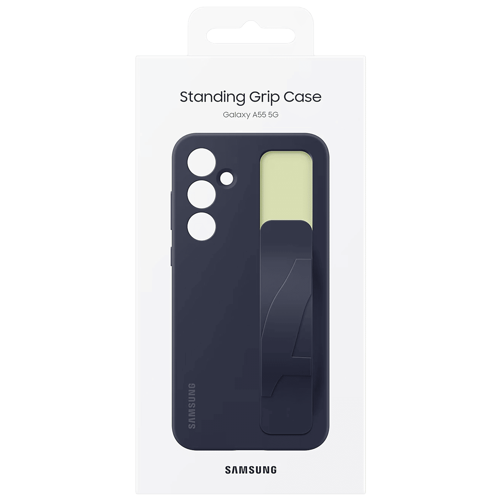 SAMSUNG Silicone Back Cover for SAMSUNG Galaxy A55 5G (With Standing Grip, Blue Black)_5