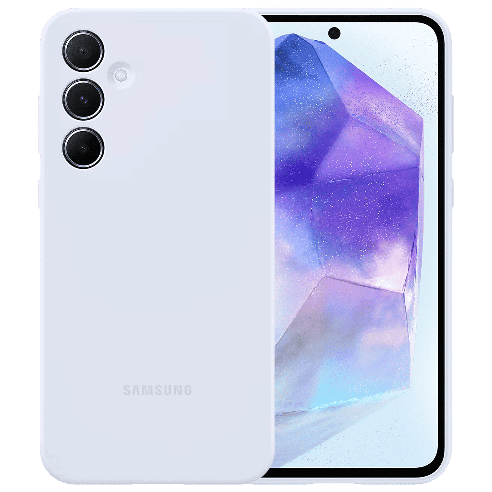 SAMSUNG Silicone Back Cover for SAMSUNG Galaxy A55 5G (Scratch Protection, Light Blue)_1