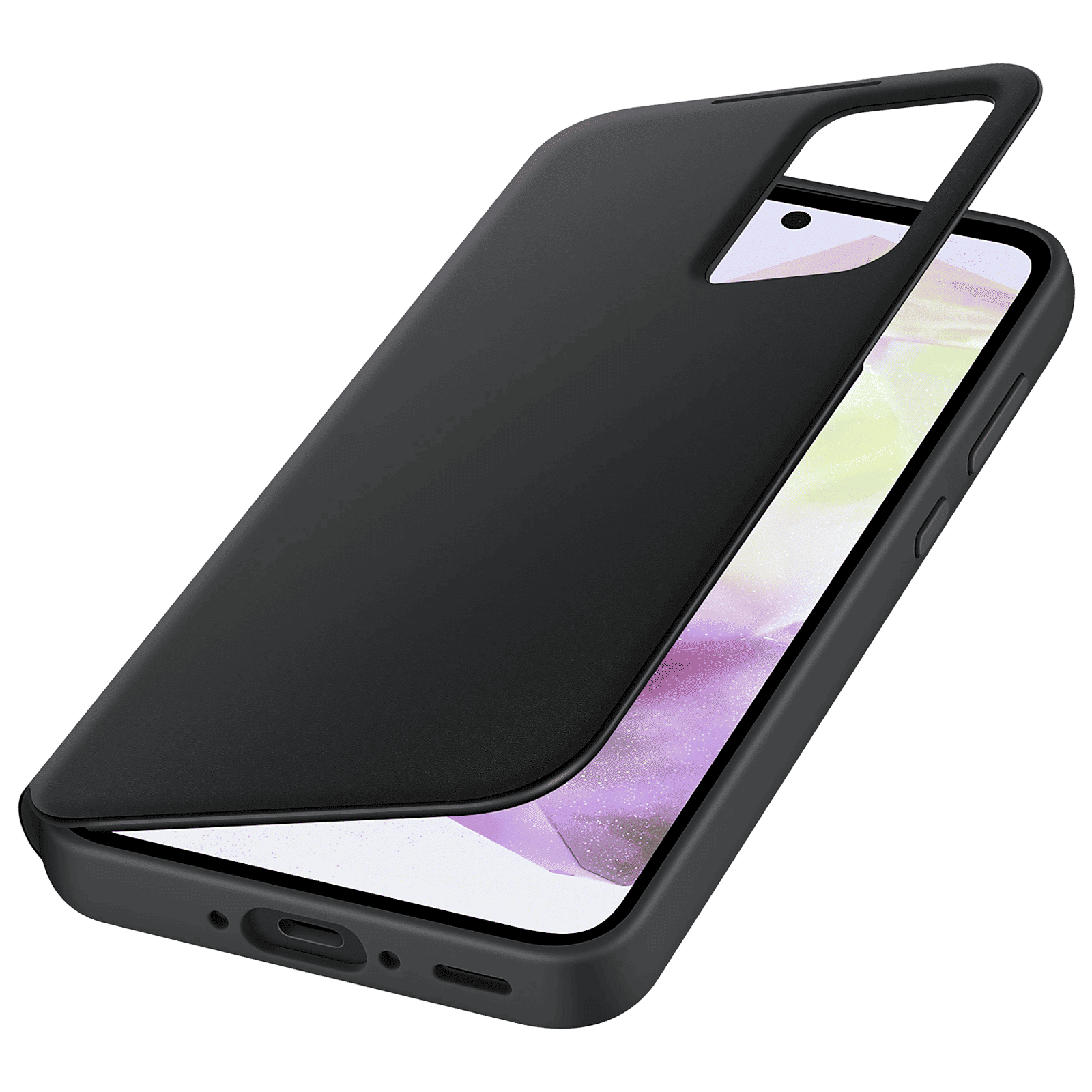 SAMSUNG Polyurethane Flip Cover for SAMSUNG Galaxy A35 5G (Small Smart Screen View, Black)_2