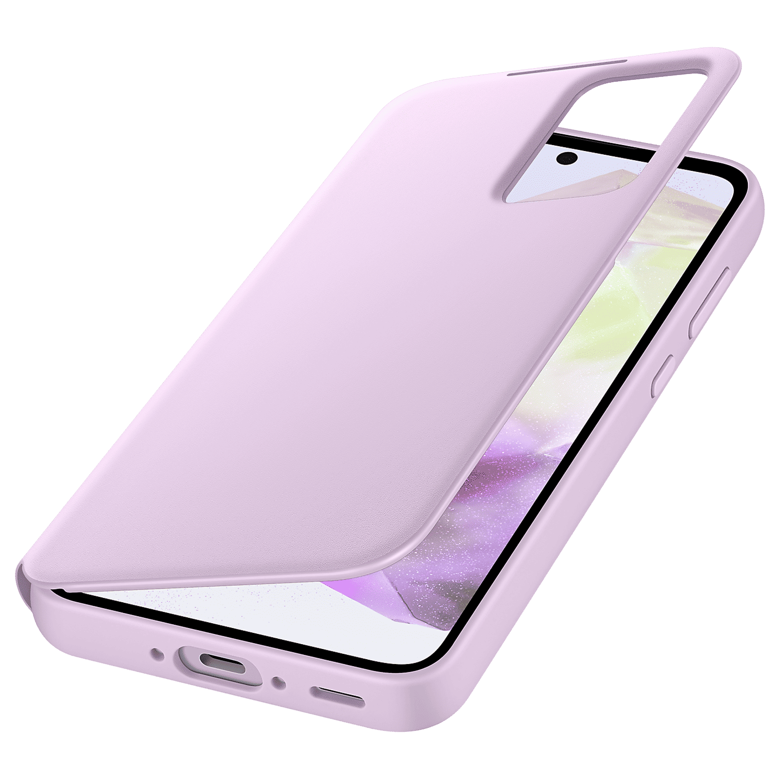 SAMSUNG Polyurethane Flip Cover for SAMSUNG Galaxy A35 5G (Small Smart Screen View, Lavender)_2