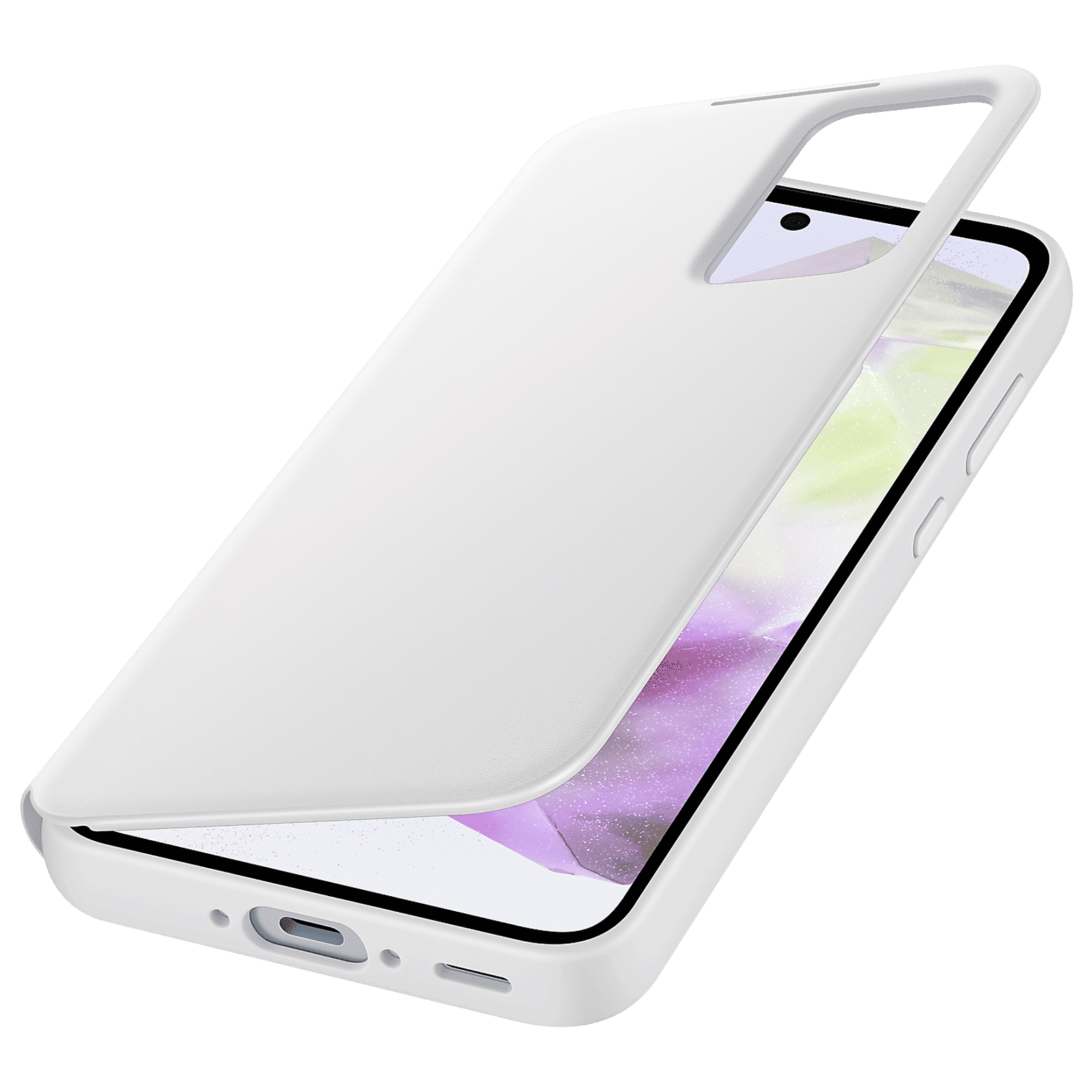 SAMSUNG Polyurethane Flip Cover for SAMSUNG Galaxy A35 5G (Small Smart Screen View, White)_2