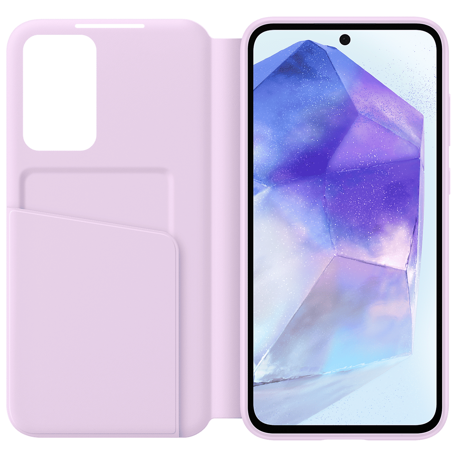 SAMSUNG Thermoplastic Polyurethane, Polyurethane & Polycarbonate Flip Cover for SAMSUNG Galaxy A55 5G (Small Smart Screen View, Lavender)_5