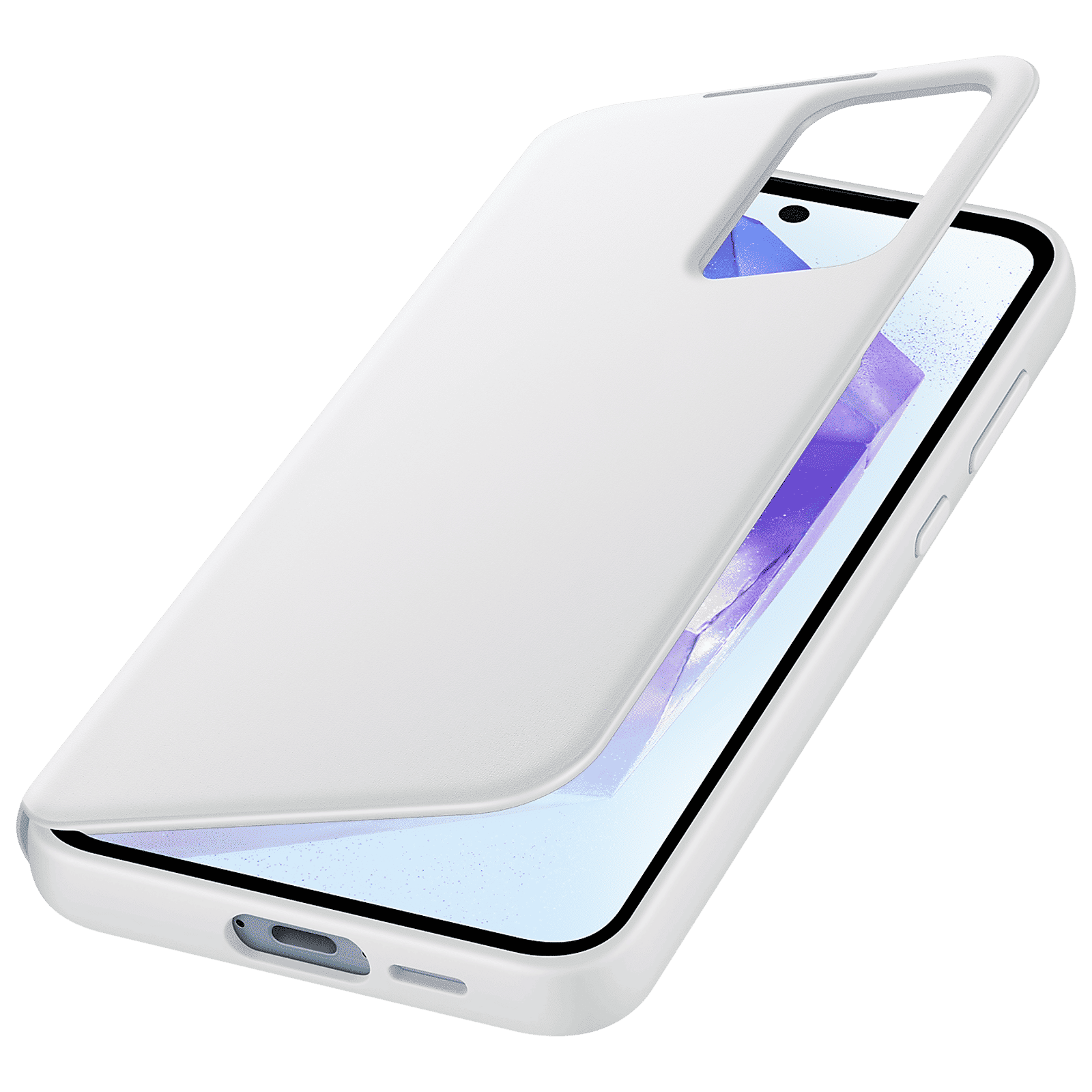 SAMSUNG Thermoplastic Polyurethane, Polyurethane & Polycarbonate Flip Cover for SAMSUNG Galaxy A55 5G (Small Smart Screen View, White) SAMSUNG Thermoplastic Polyurethane, Polyurethane & Polycarbonate Flip Cover for SAMSUNG Galaxy A55 5G (Small Smart Screen View, White)_2