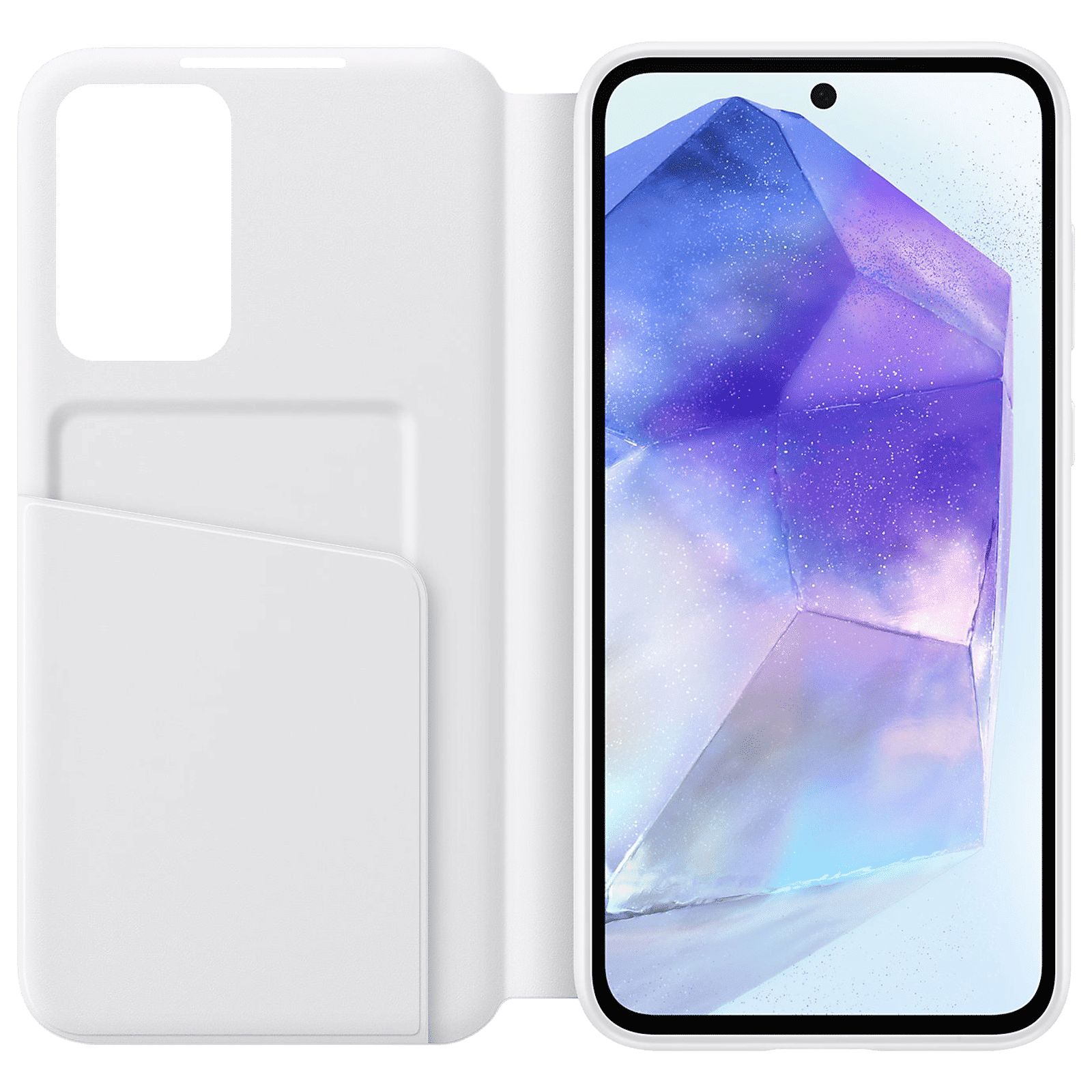 SAMSUNG Thermoplastic Polyurethane, Polyurethane & Polycarbonate Flip Cover for SAMSUNG Galaxy A55 5G (Small Smart Screen View, White) SAMSUNG Thermoplastic Polyurethane, Polyurethane & Polycarbonate Flip Cover for SAMSUNG Galaxy A55 5G (Small Smart Screen View, White)_5