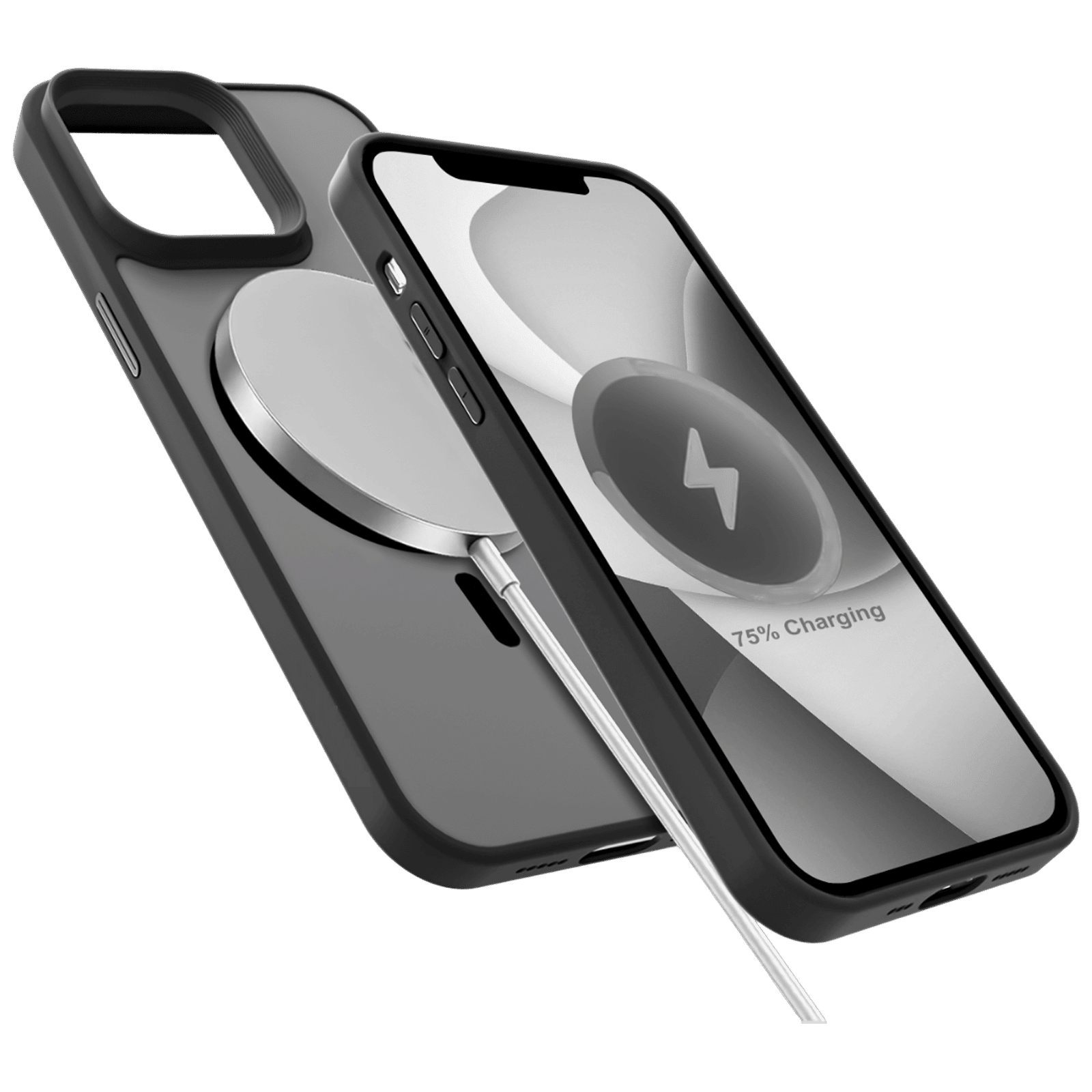 Croma Hard Polycarbonate Back Cover for Apple iPhone 15 Plus (MagSafe Compatible, Grey)_5