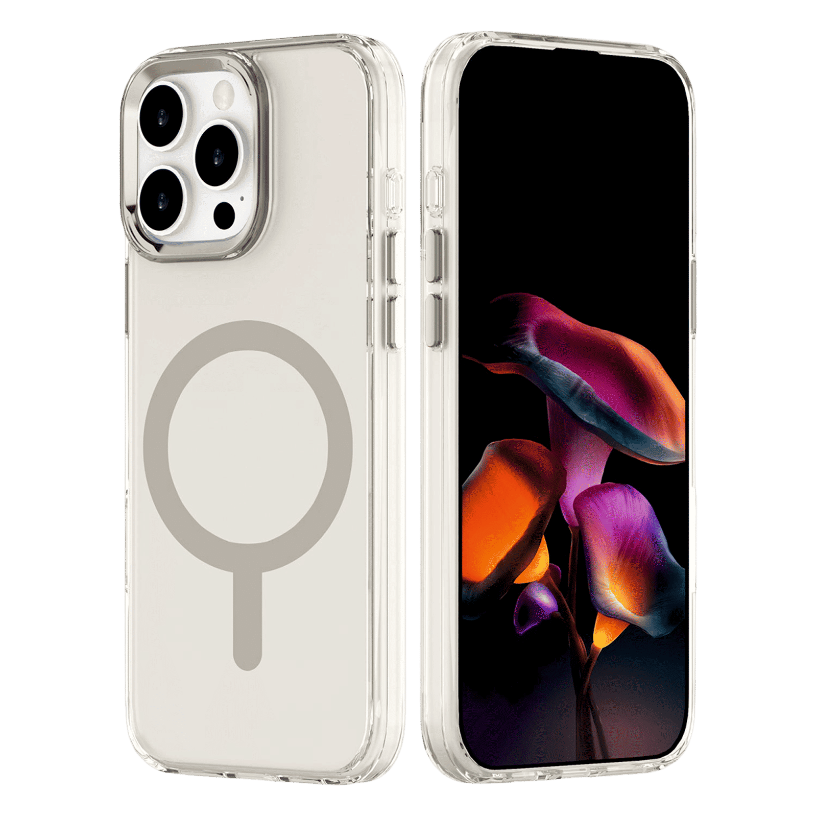 Muvtech Plyo SNAP Series TPU & Polycarbonate Back Cover for Apple iPhone 16 Pro (Wireless Charging Compatible, Titanium)_3