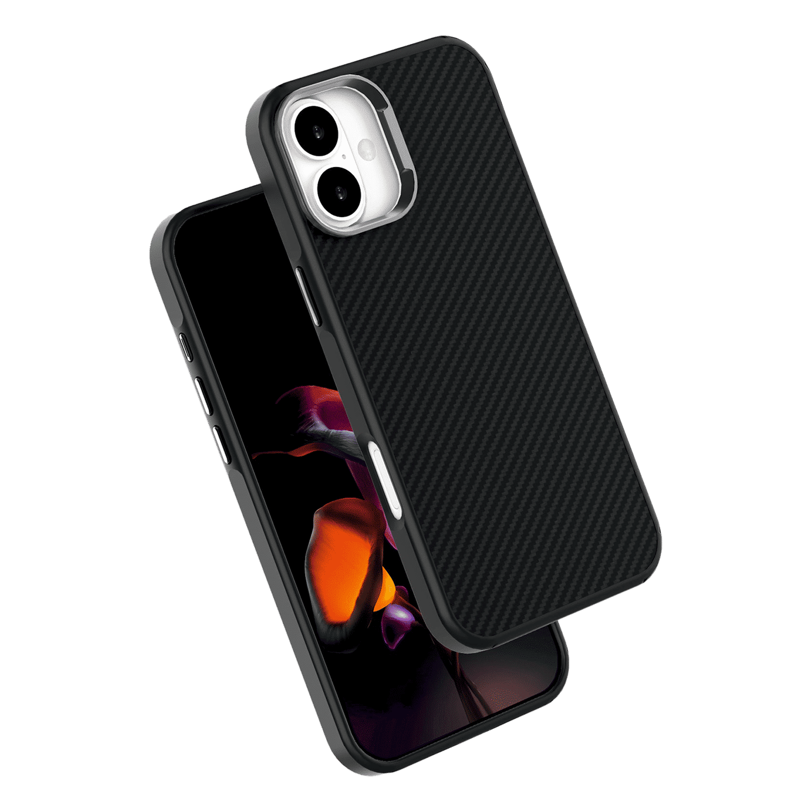 Muvtech CABO Snap Carbon Fiber Back Cover for Apple iPhone 16 (Wireless Charging Compatible, Black)_2