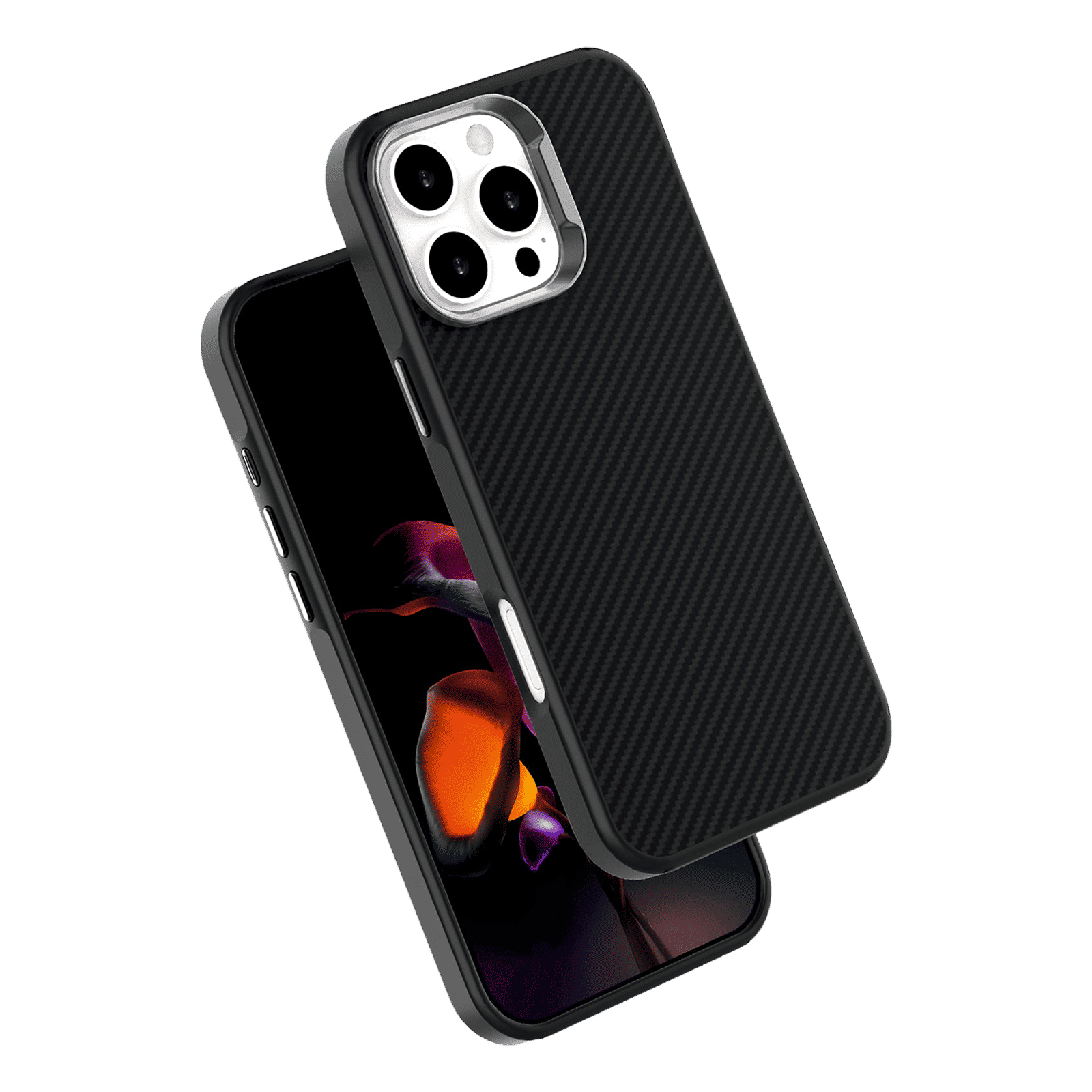 Muvtech CABO Snap Carbon Fiber Back Cover for Apple iPhone 16 Pro (Wireless Charging Compatible, Black)_4