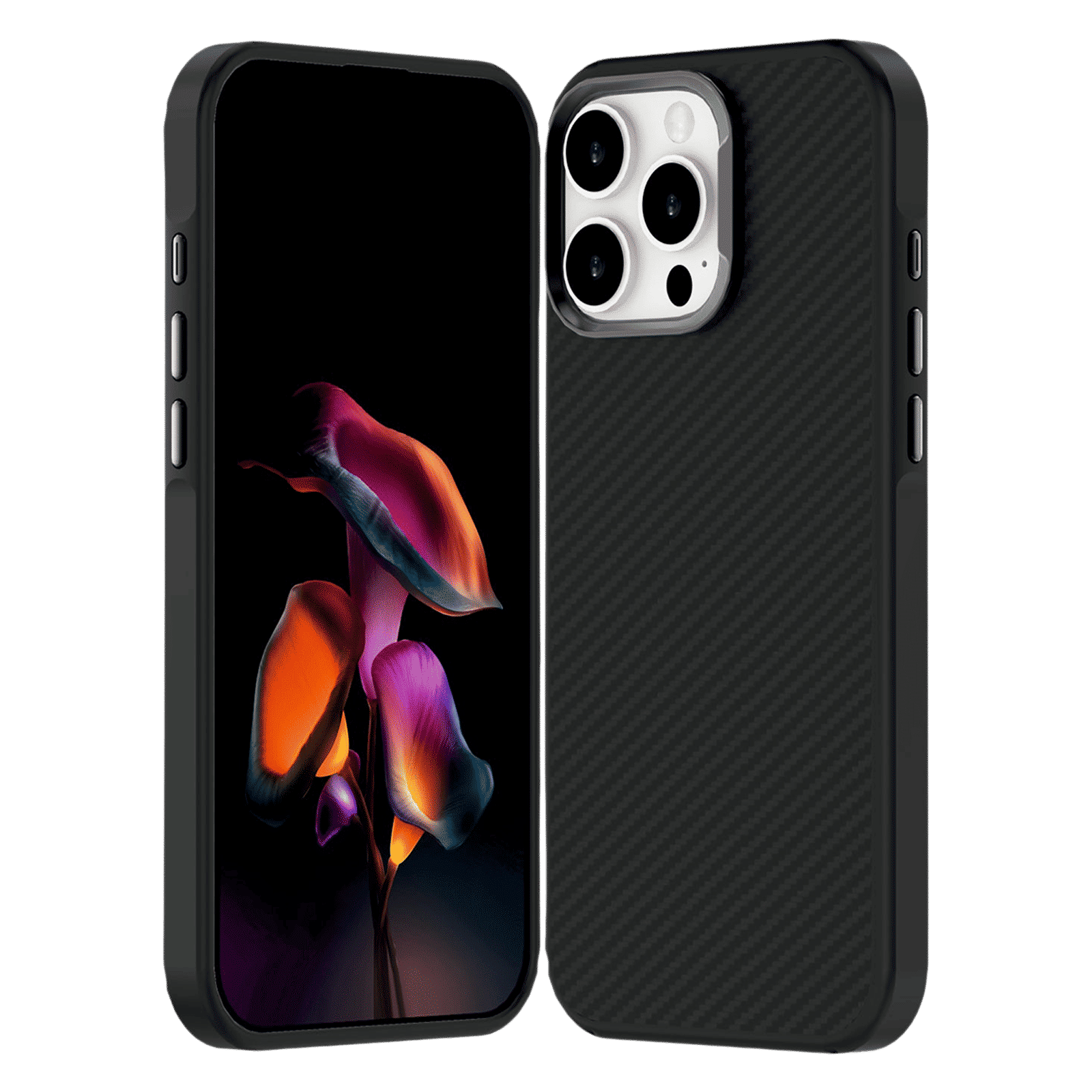 Muvtech CABO Snap Carbon Fiber Back Cover for Apple iPhone 16 Pro (Wireless Charging Compatible, Black)_5
