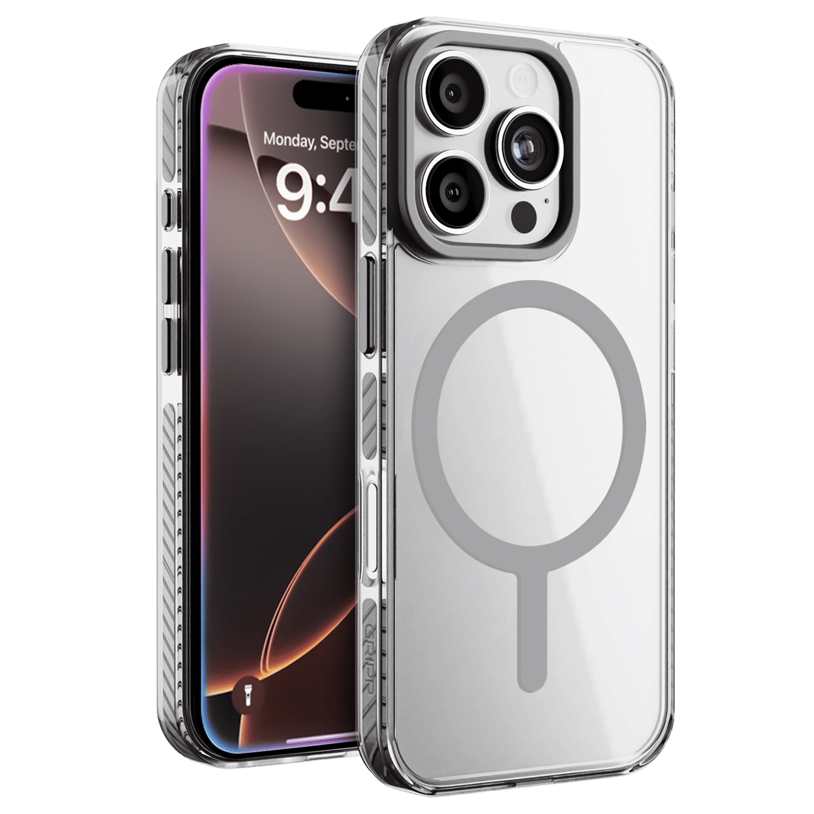 GRIPP Combat Hard TPU & Polycarbonate Back Cover for Apple iPhone 16 Pro (MagSafe Compatible, Grey)_7