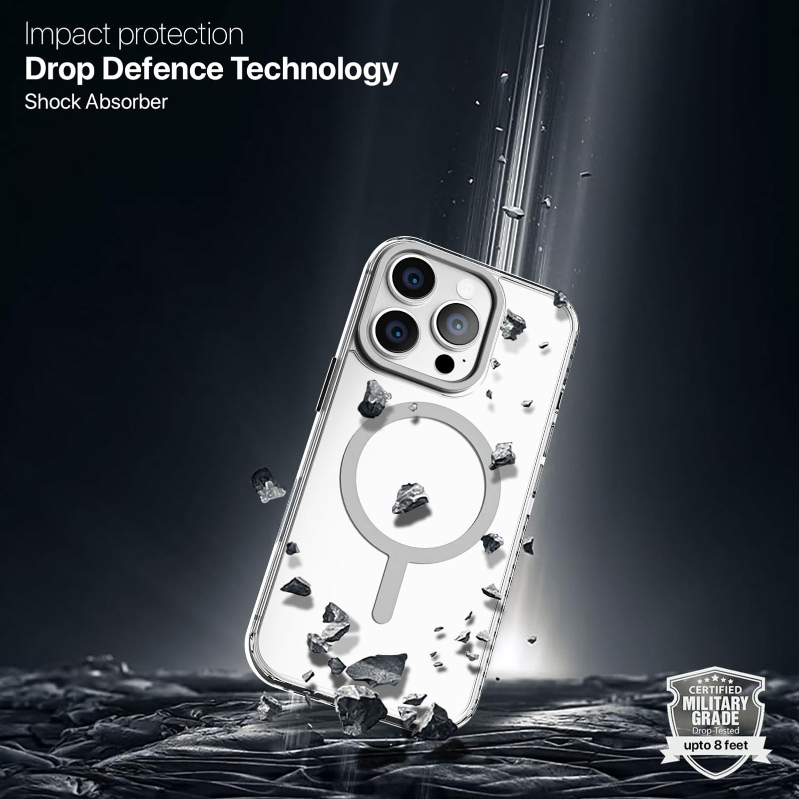 GRIPP Combat Hard TPU & Polycarbonate Back Cover for Apple iPhone 16 Pro Max (MagSafe Compatible, Grey)_13