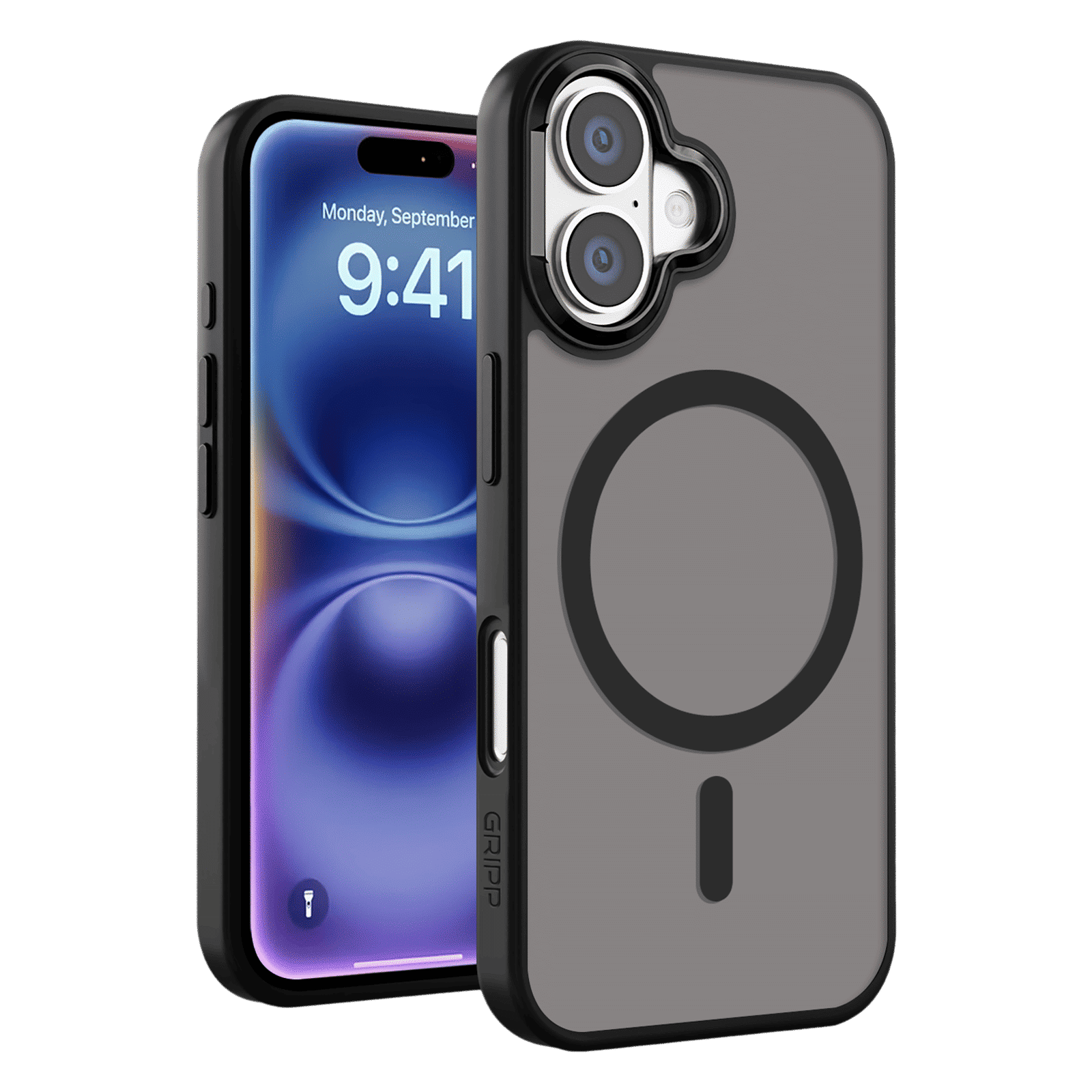 GRIPP Bolt Xtreme Hard & Soft TPU Back Cover for Apple iPhone 16 (MagSafe Compatible, Black)_1