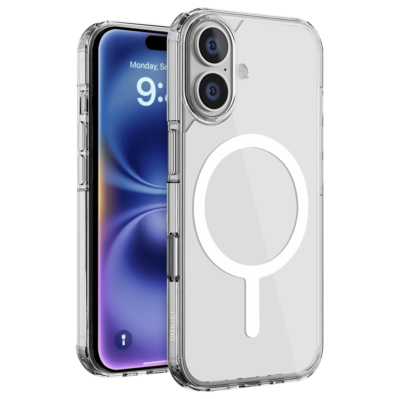 Croma TPU Back Cover for Apple iPhone 16 Plus (MagSafe Compatible, Transparent)_1