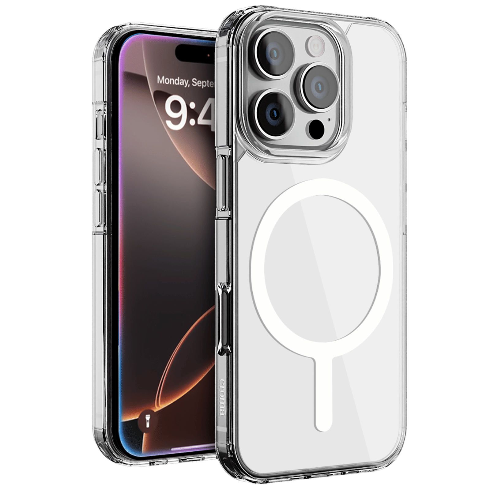 Croma TPU Back Cover for Apple iPhone 16 Pro (Magsafe Compatible, Transparent)_1