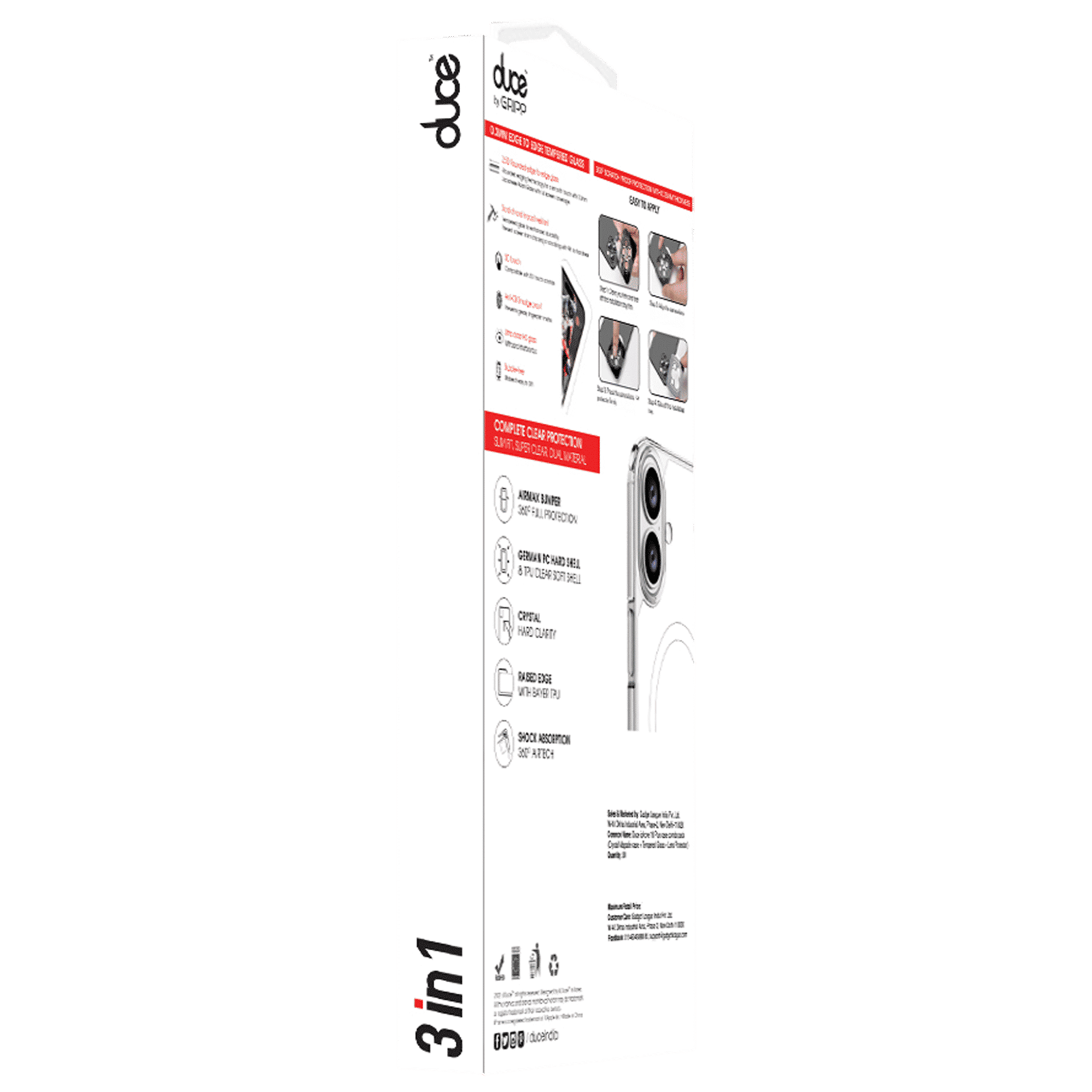 GRIPP Duce TPU Plus PC MagSafe Case, Tempered Glass and Camera Lens Protector Combo for Apple iPhone 16 Plus (Supports Wireless Charging, Clear)_4