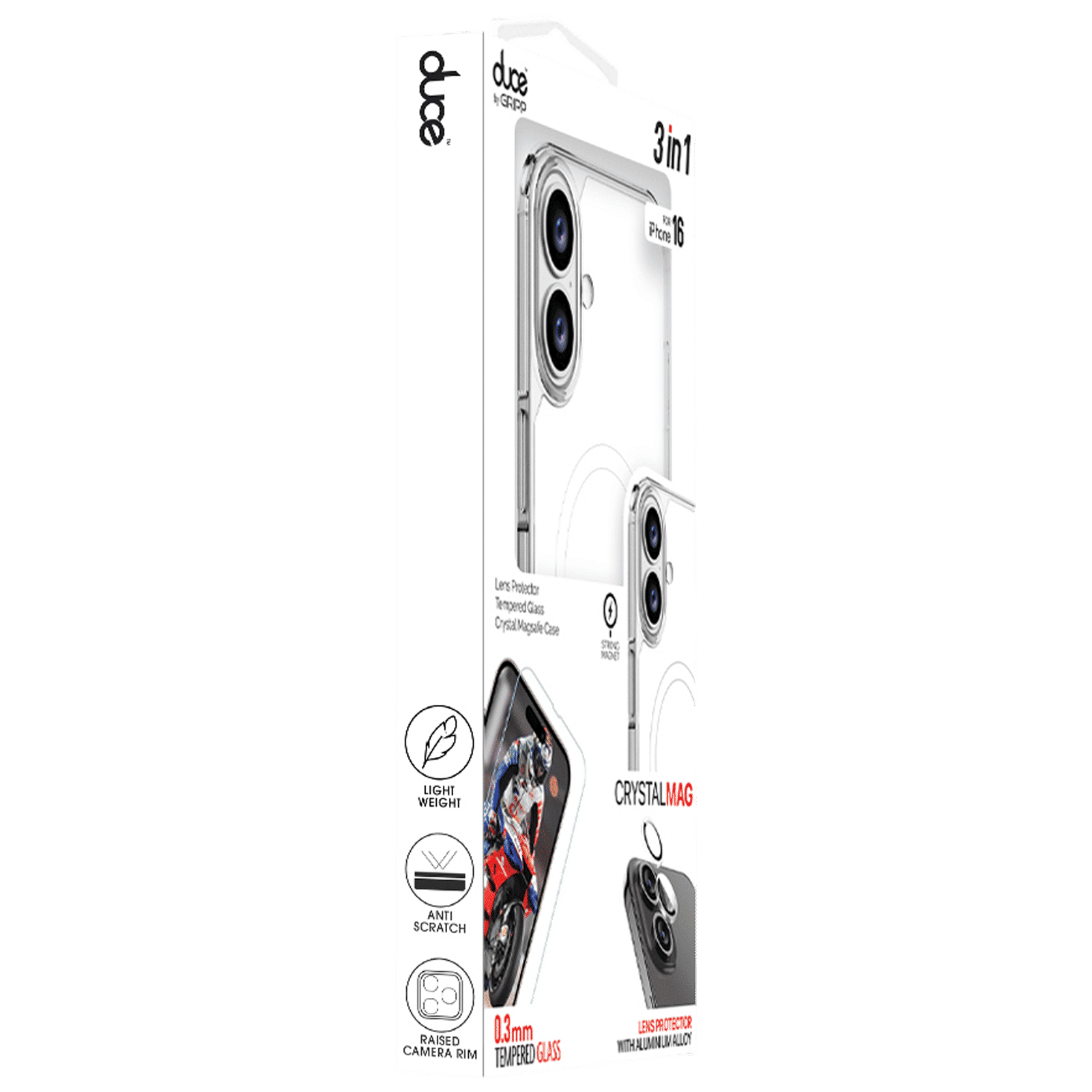 GRIPP Duce TPU Plus PC MagSafe Case, Tempered Glass and Camera Lens Protector Combo for Apple iPhone 16 (Supports Wireless Charging, Clear) GRIPP Duce TPU Plus PC MagSafe Case, Tempered Glass and Camera Lens Protector Combo for Apple iPhone 16 (Supports Wireless Charging, Clear)_2