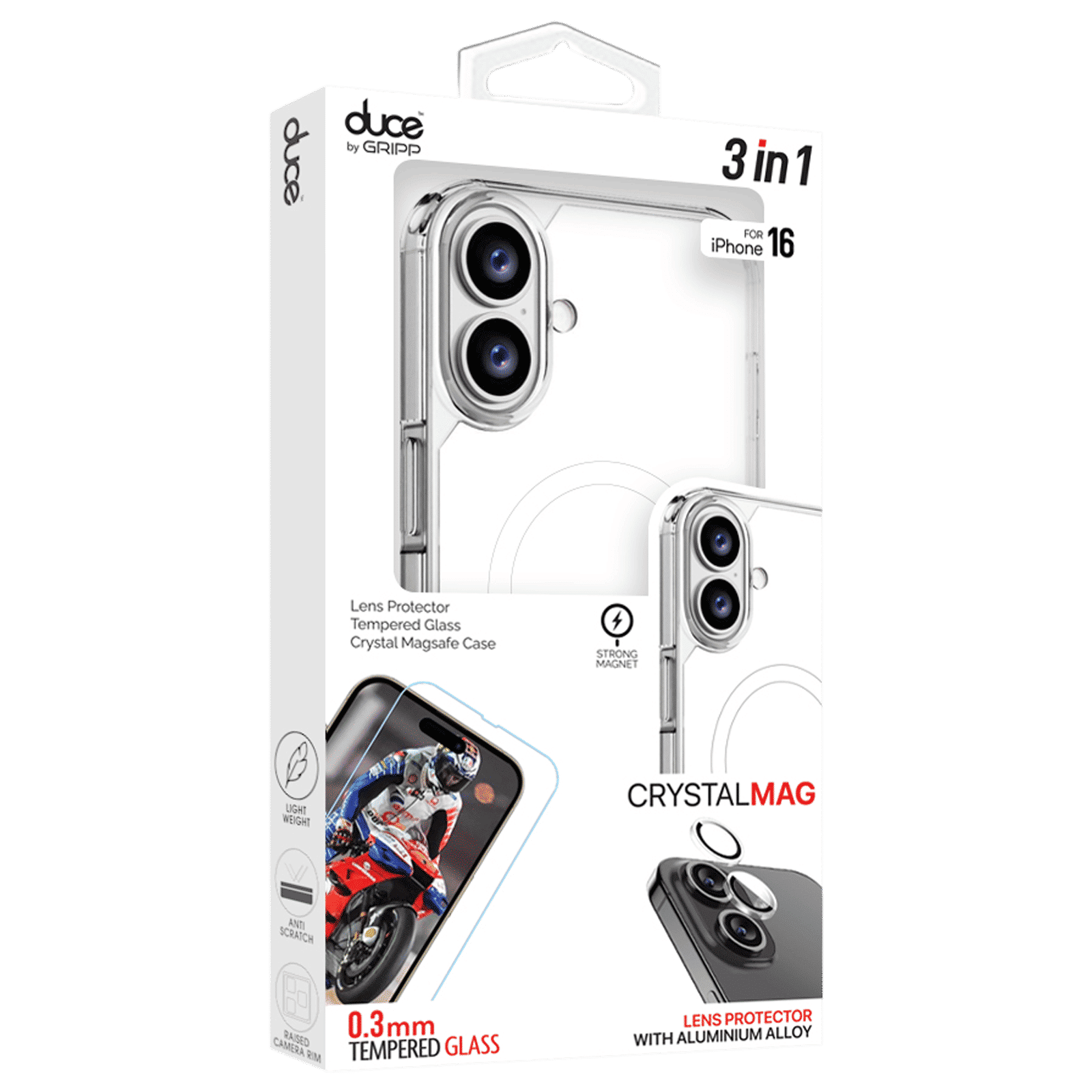 GRIPP Duce TPU Plus PC MagSafe Case, Tempered Glass and Camera Lens Protector Combo for Apple iPhone 16 (Supports Wireless Charging, Clear) GRIPP Duce TPU Plus PC MagSafe Case, Tempered Glass and Camera Lens Protector Combo for Apple iPhone 16 (Supports Wireless Charging, Clear)_1