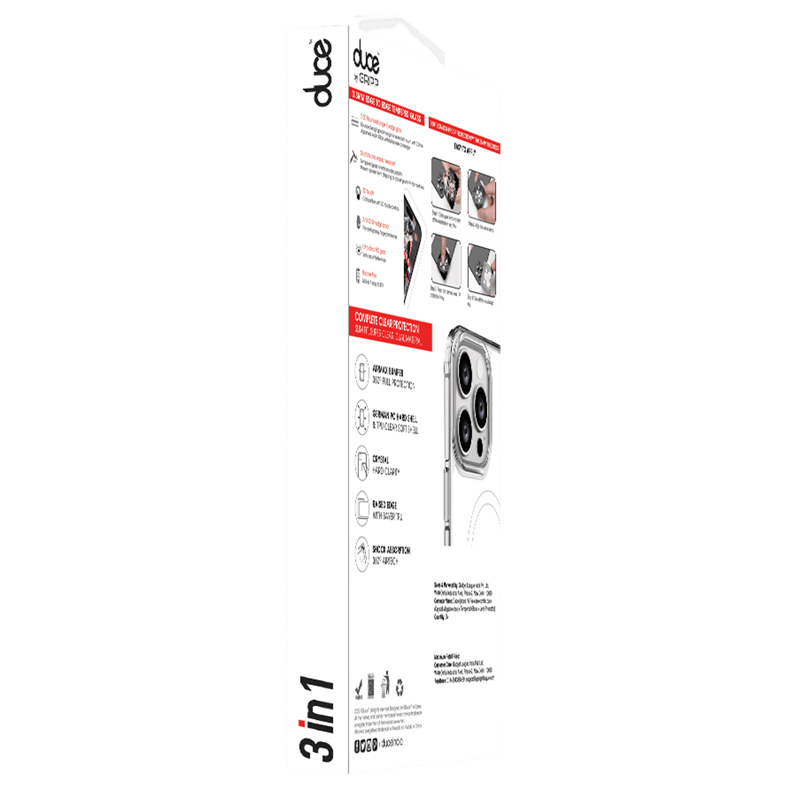 GRIPP Duce TPU Plus PC MagSafe Case, Tempered Glass and Camera Lens Protector Combo for Apple iPhone 16 Pro (Supports Wireless Charging, Clear)_4