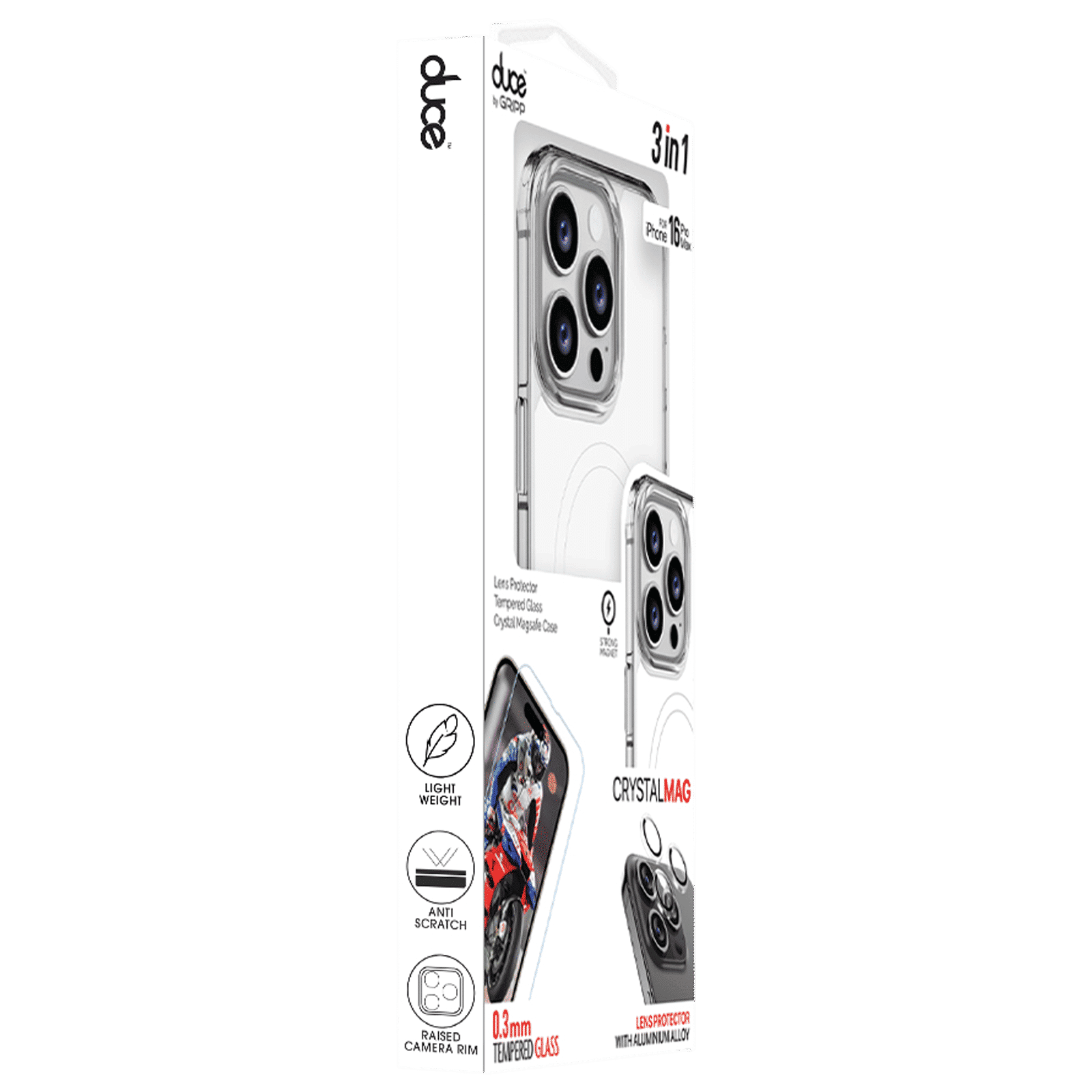 GRIPP Duce TPU Plus PC MagSafe Case, Tempered Glass and Camera Lens Protector Combo for Apple iPhone 16 Pro Max (Supports Wireless Charging, Clear) GRIPP Duce TPU Plus PC MagSafe Case, Tempered Glass and Camera Lens Protector Combo for Apple iPhone 16 Pro Max (Supports Wireless Charging, Clear)_2