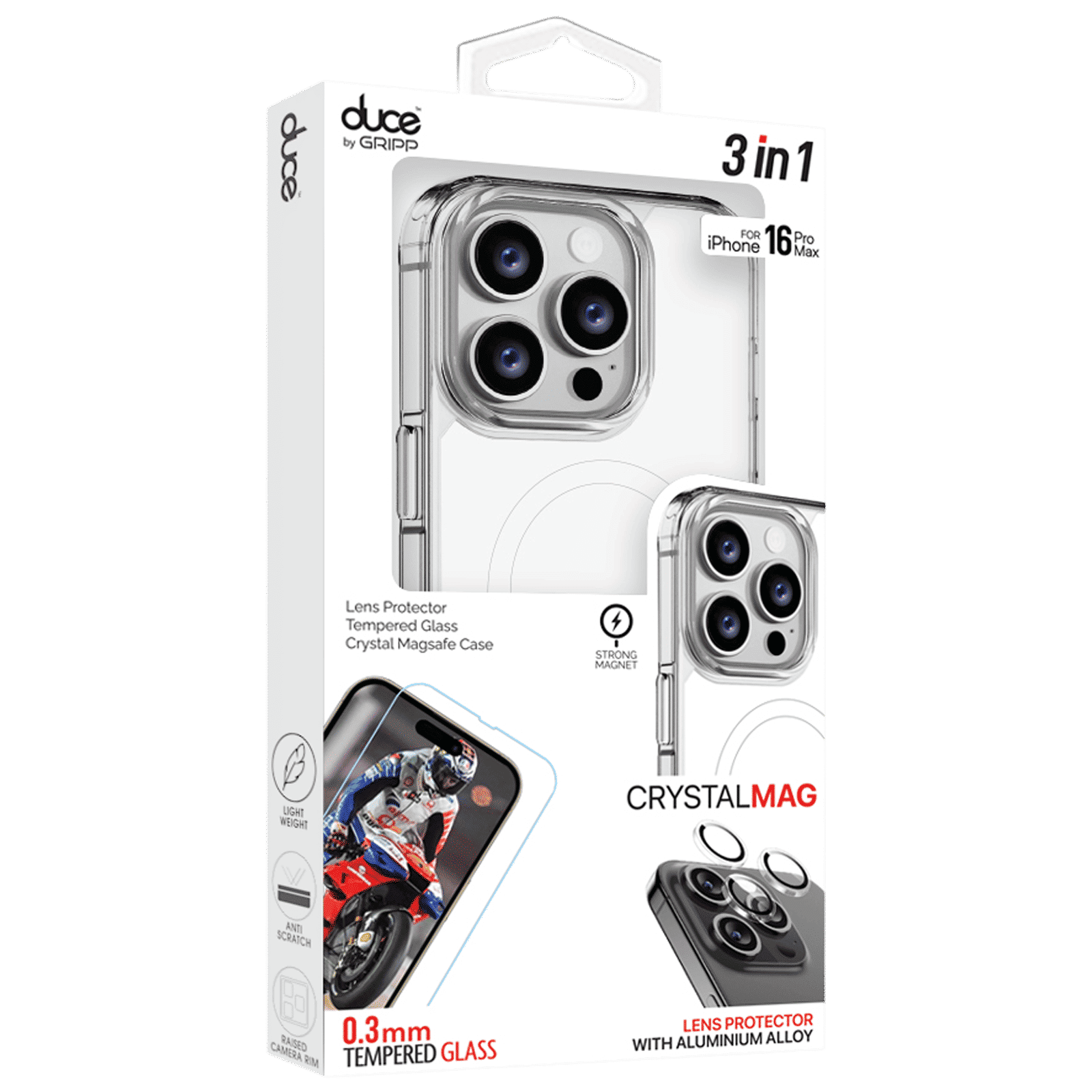 GRIPP Duce TPU Plus PC MagSafe Case, Tempered Glass and Camera Lens Protector Combo for Apple iPhone 16 Pro Max (Supports Wireless Charging, Clear) GRIPP Duce TPU Plus PC MagSafe Case, Tempered Glass and Camera Lens Protector Combo for Apple iPhone 16 Pro Max (Supports Wireless Charging, Clear)_1