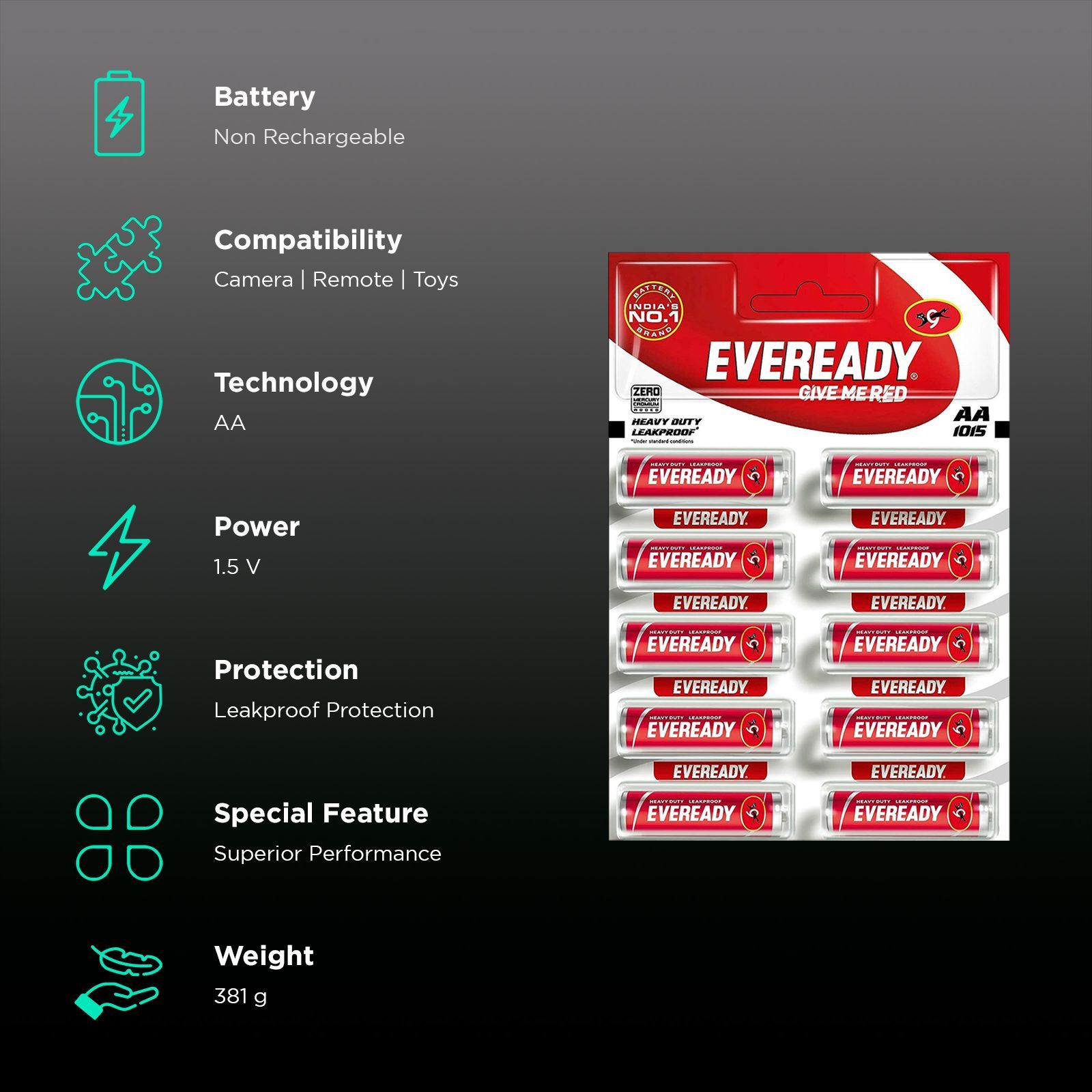 EVEREADY Alkaline AA Battery (Pack of 10)_2