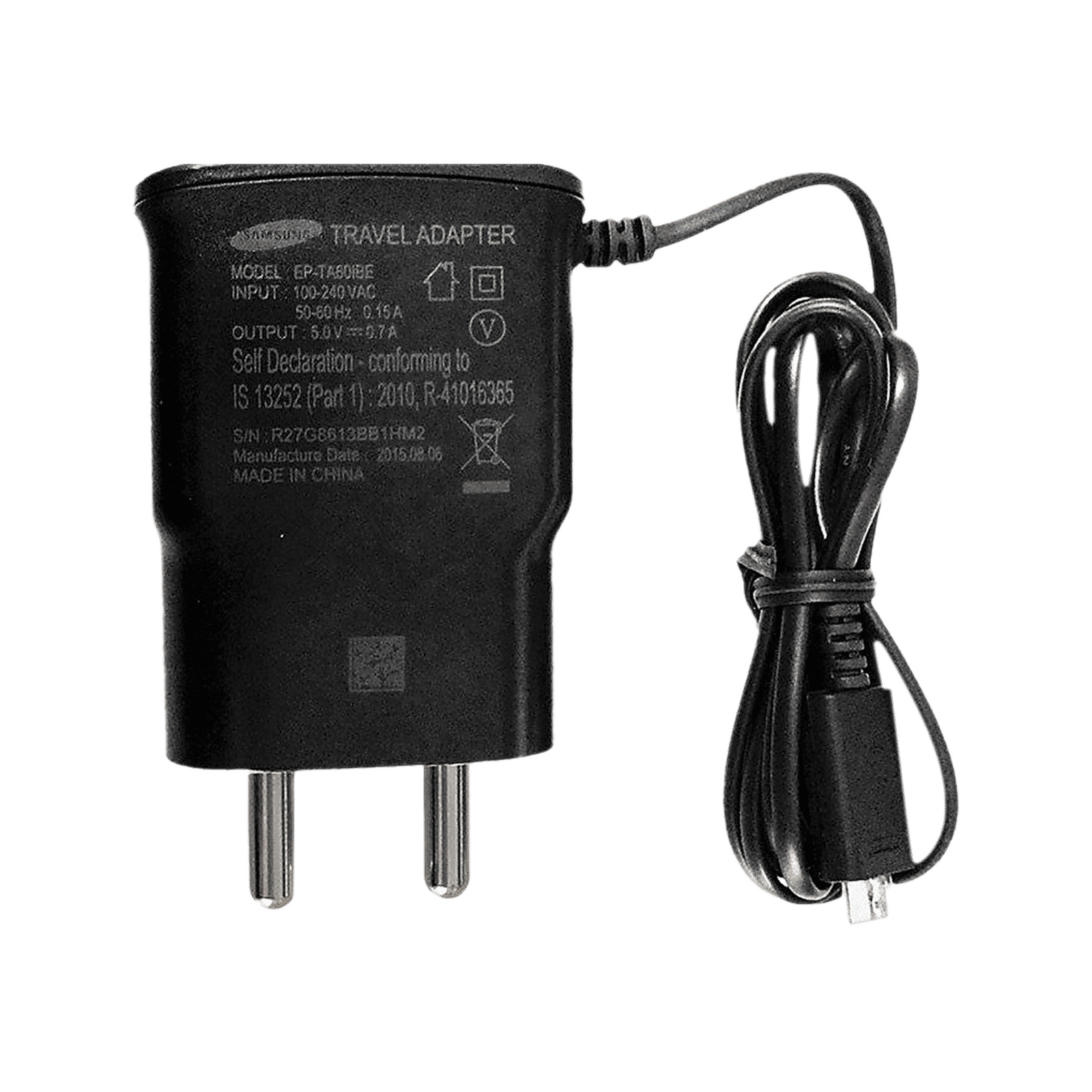 SAMSUNG Wall Charging Adapter with Cable (EP-TA60IBEUGIN, Black) SAMSUNG Wall Charging Adapter with Cable (EP-TA60IBEUGIN, Black)_1