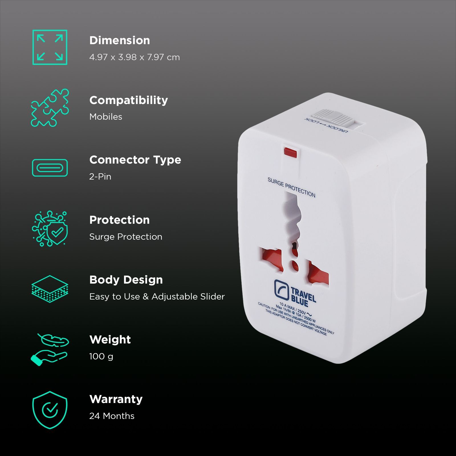 TRAVEL BLUE All-In-One Worldwide Travel Adaptor (179, Grey)_2