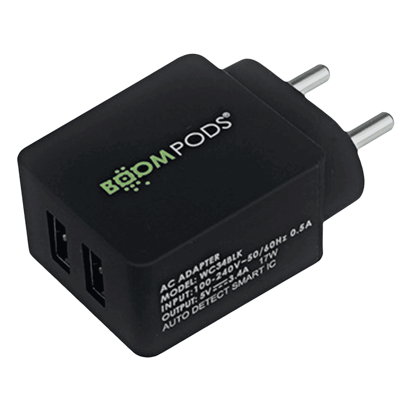 Boompods Type A 2-Port Charger (Adapter OnlyBlack)_2