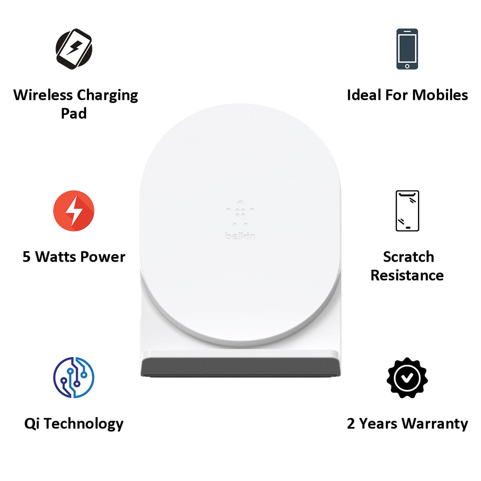 belkin Boost Up 5W Wireless Charging Pad for iOS, Android (Qi Technology, White)_4