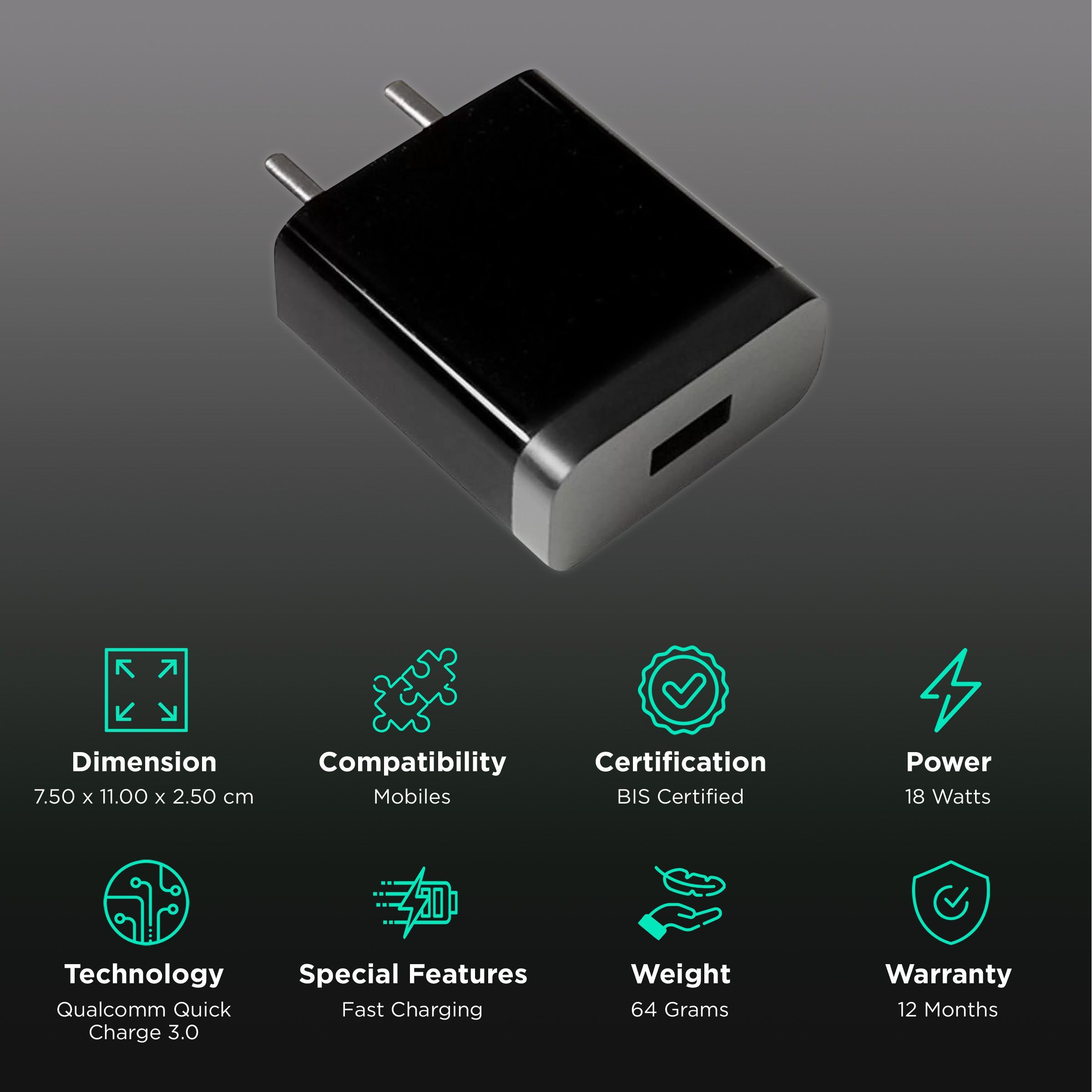 Mi 18W Type A Fast Charger (Adapter Only, Auto Temperature Control, Black) Mi 18W Type A Fast Charger (Adapter Only, Auto Temperature Control, Black)_2