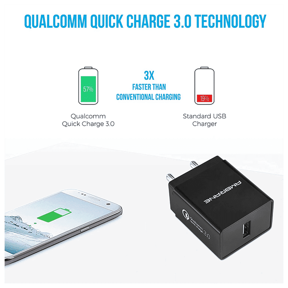 ambrane 18W Type A Quick Charger (Adapter Only, Quick Charge 3.0, Black) ambrane 18W Type A Quick Charger (Adapter Only, Quick Charge 3.0, Black)_3