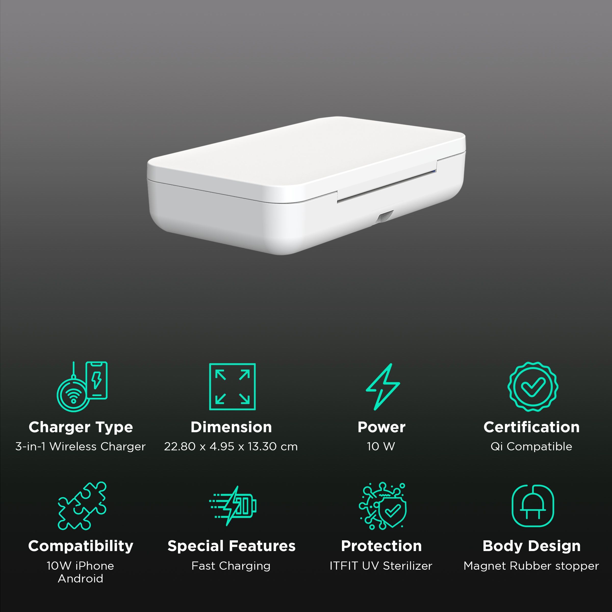 SAMSUNG 10W Wireless Charger for iOS, Android (Intertek & SGS Certified, Qi Compatible, White)_2