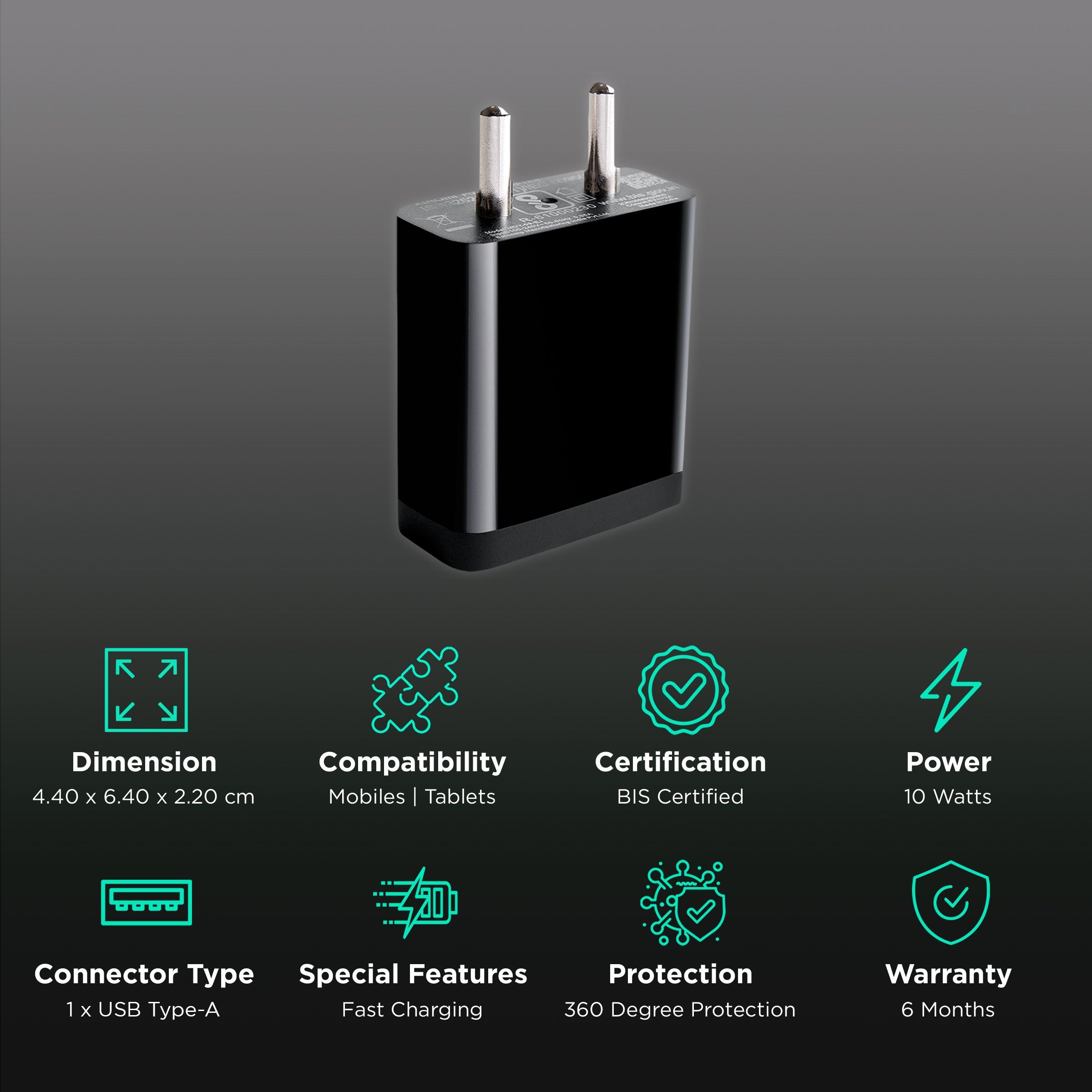 Mi 10W Type A Fast Charger (Type A to Micro USB Cable, 36 Degree Protection, Black)_2