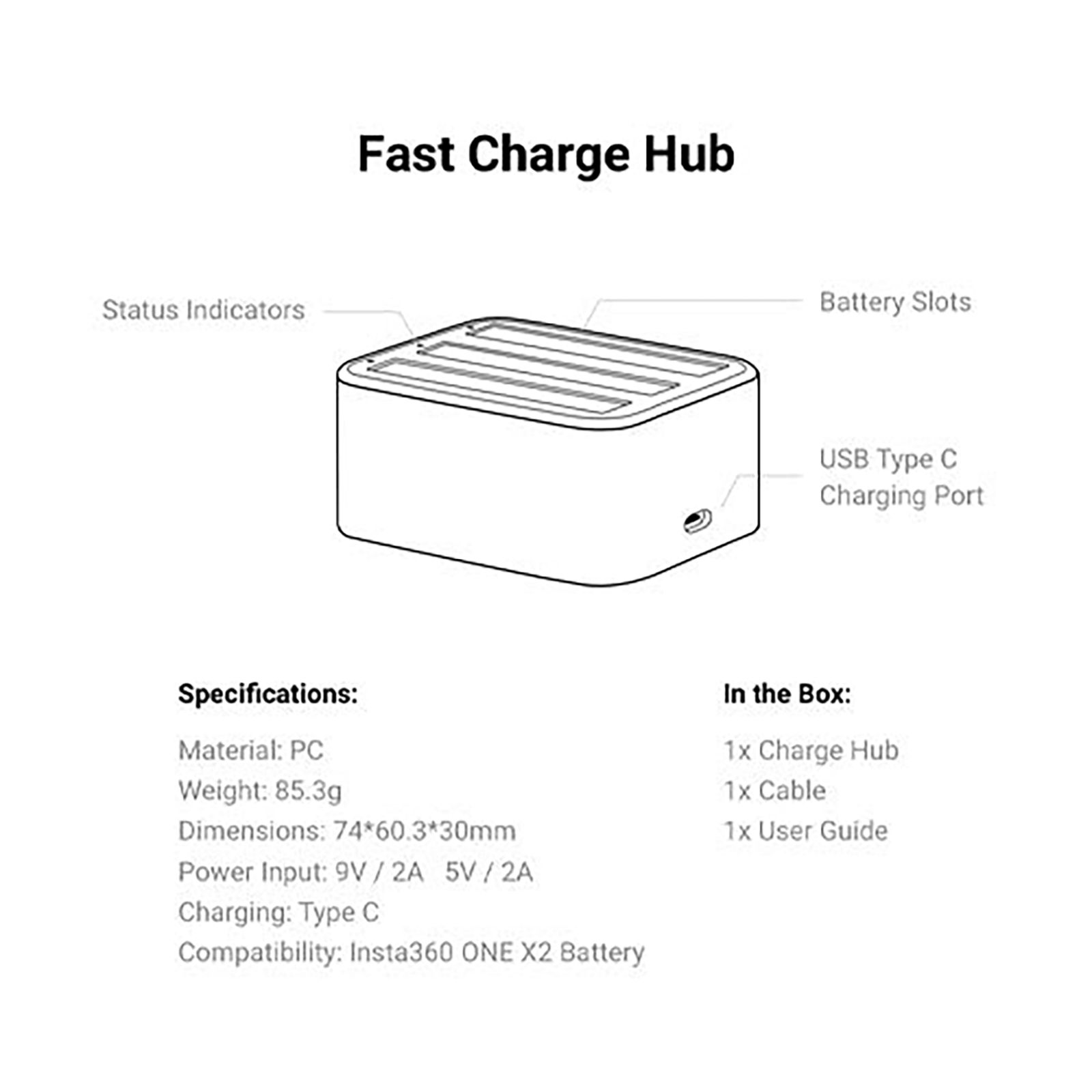 Insta360 IN.00000001.05 Fast Camera Battery Charger for One X2 (3-Ports, Clear Charge Indicators)_5