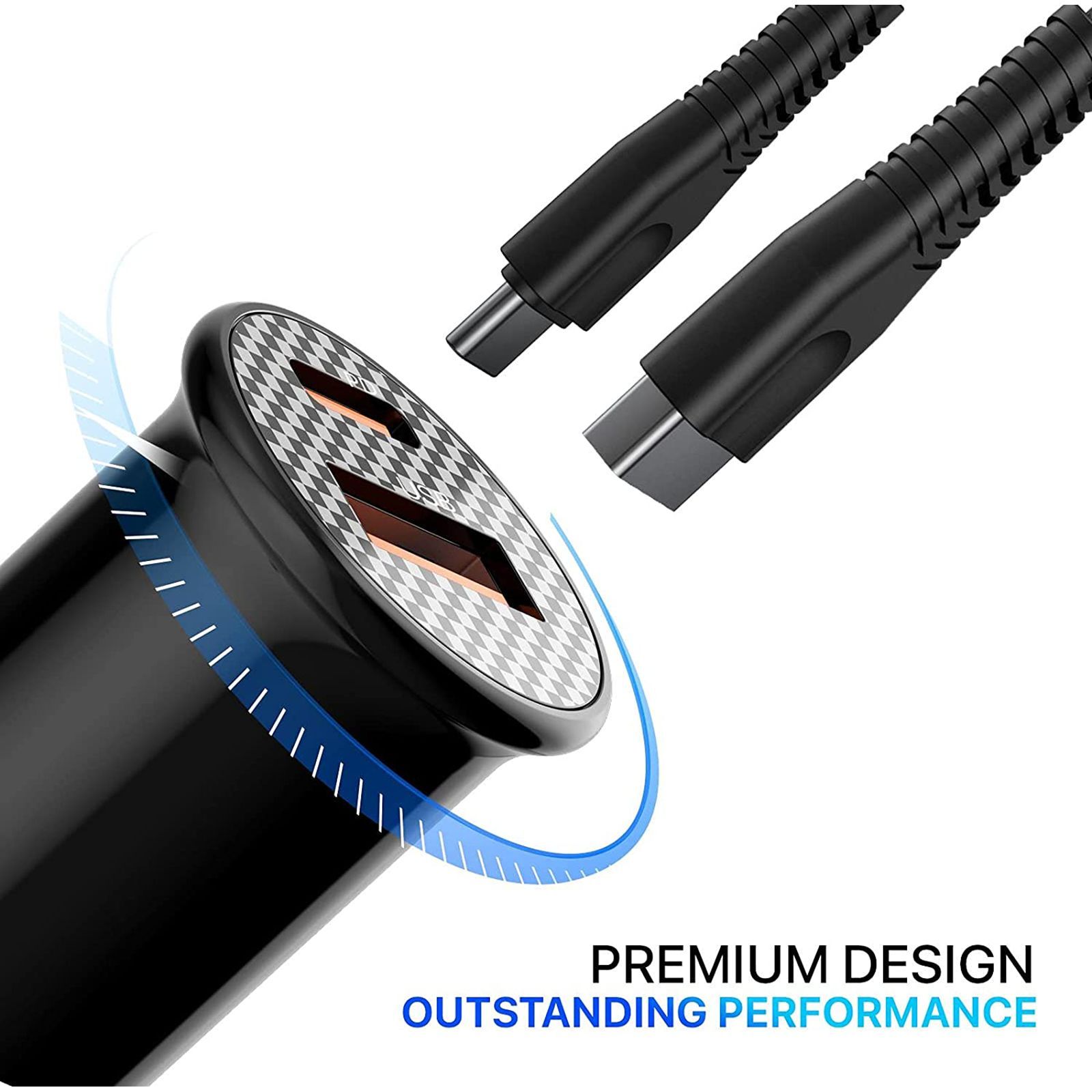 Vaku 38W Type A & Type C 2-Port Fast Car Charger (Adapter Only, Superior Gold-Plated Circuit, Black)_6