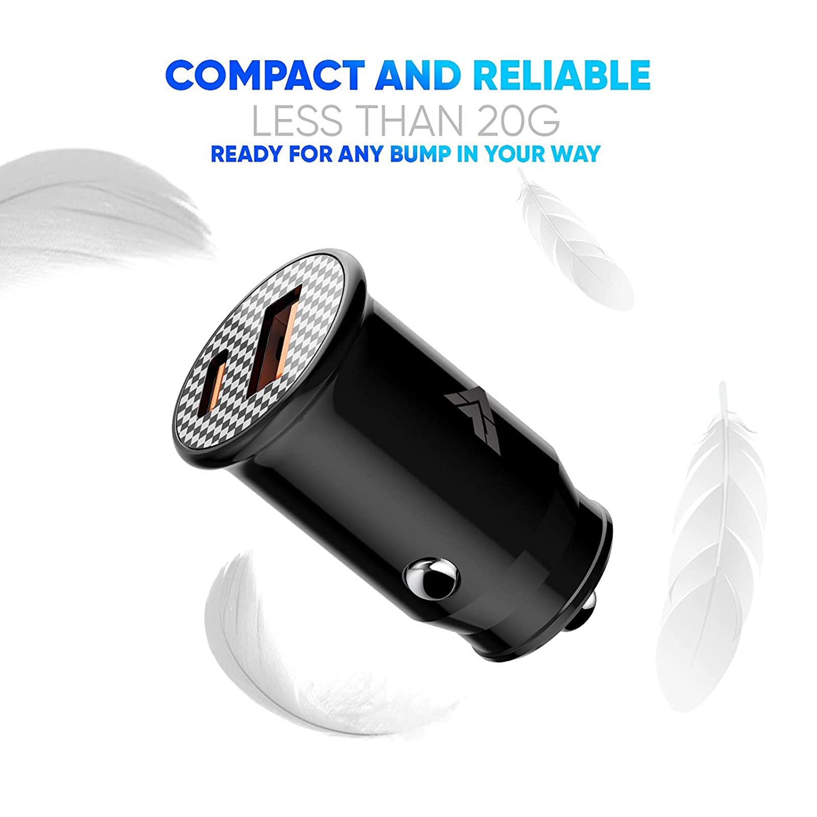 Vaku 38W Type A & Type C 2-Port Fast Car Charger (Adapter Only, Superior Gold-Plated Circuit, Black)_7